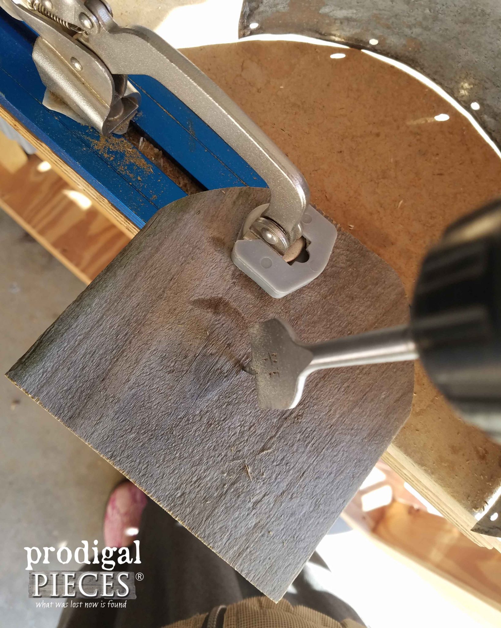 Drilling Handle Hole in Grain Scoop Sconce | Prodigal Pieces | prodigalpieces.com