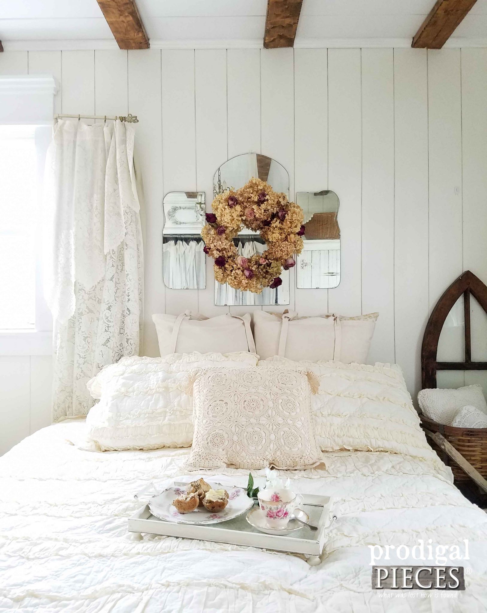 Farmhouse Bedroom with Repurposed Home Decor by Prodigal Pieces | prodigalpieces.com