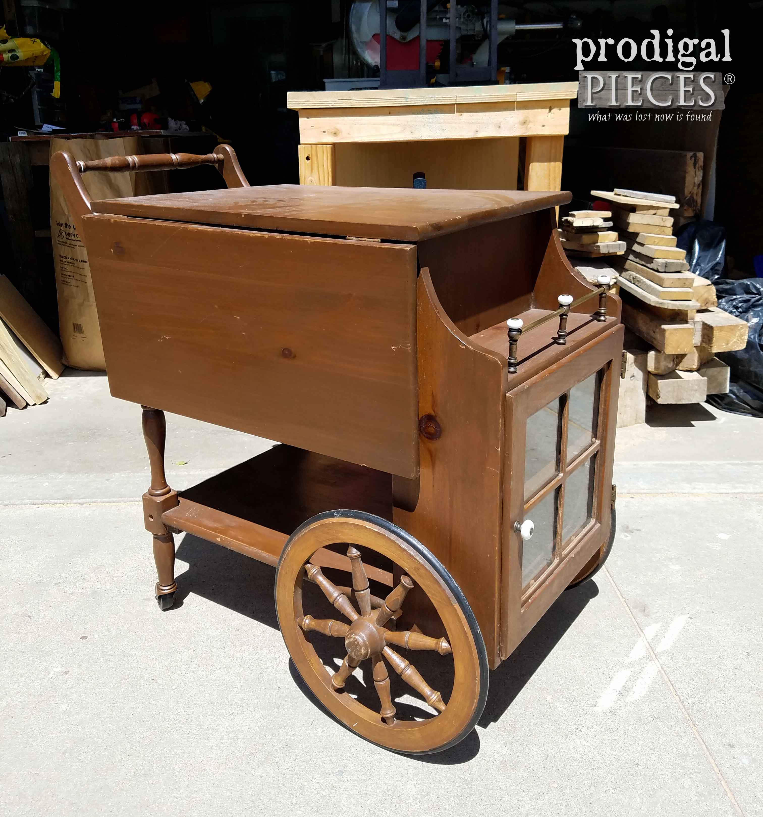 Vintage Tea Cart Before Makeover by Prodigal Pieces | prodigalpieces.com