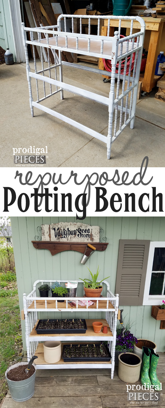 Don't toss your old changing table! Turn it into a repurposed potting bench. Details at Prodigal Pieces | prodigalpieces.com
