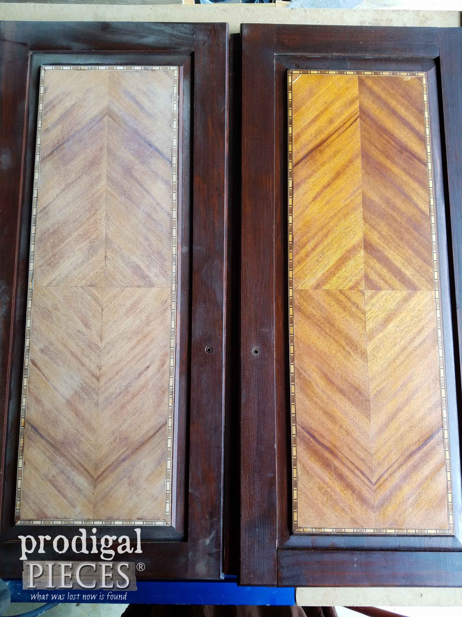 Sanded Cabinet Doors on Farmhouse Chic Cabinet | prodigalpieces.com