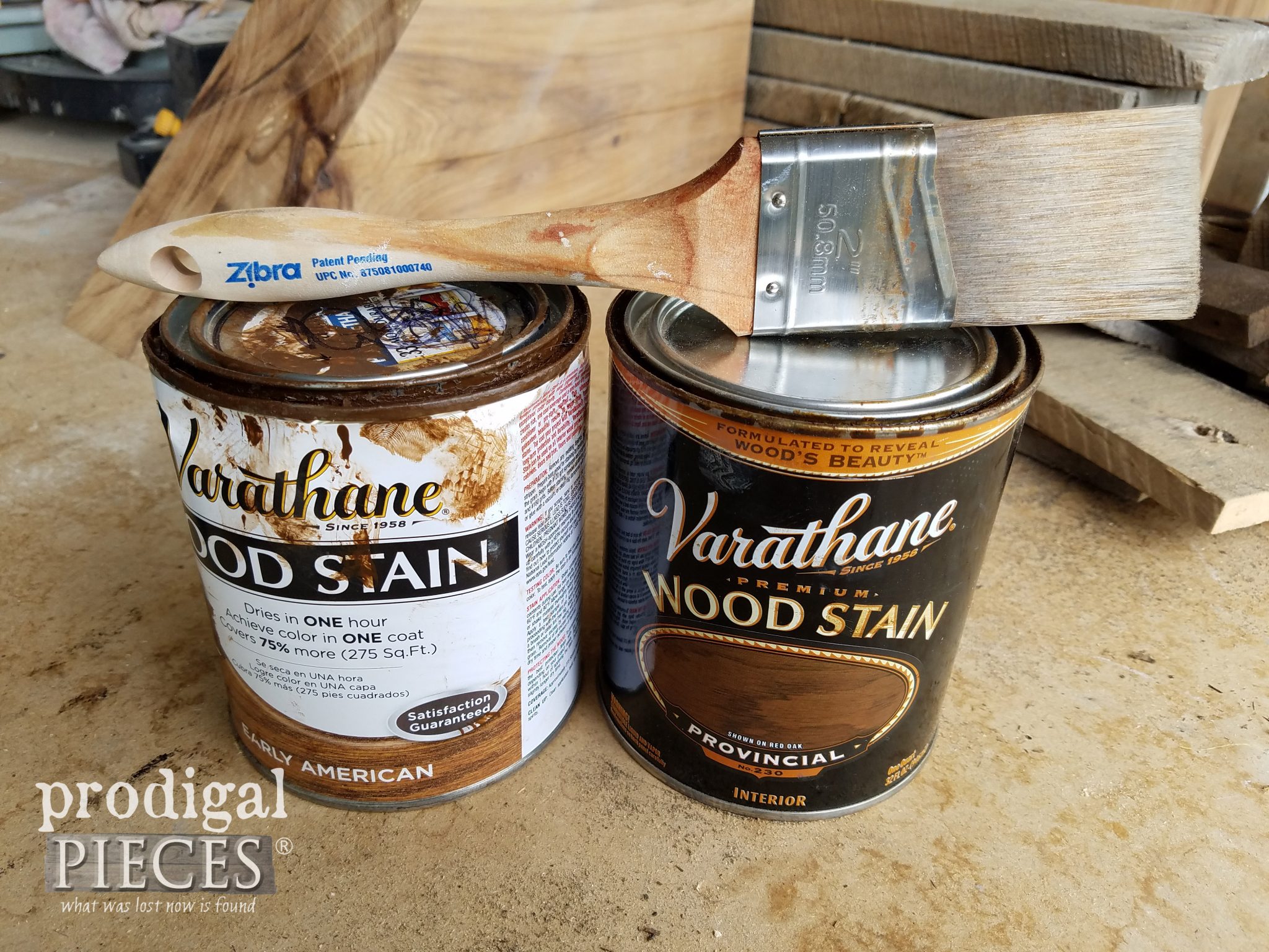 Zibra Brush and RustOleum Stains for Farmhouse Chic Look | prodigalpieces.com