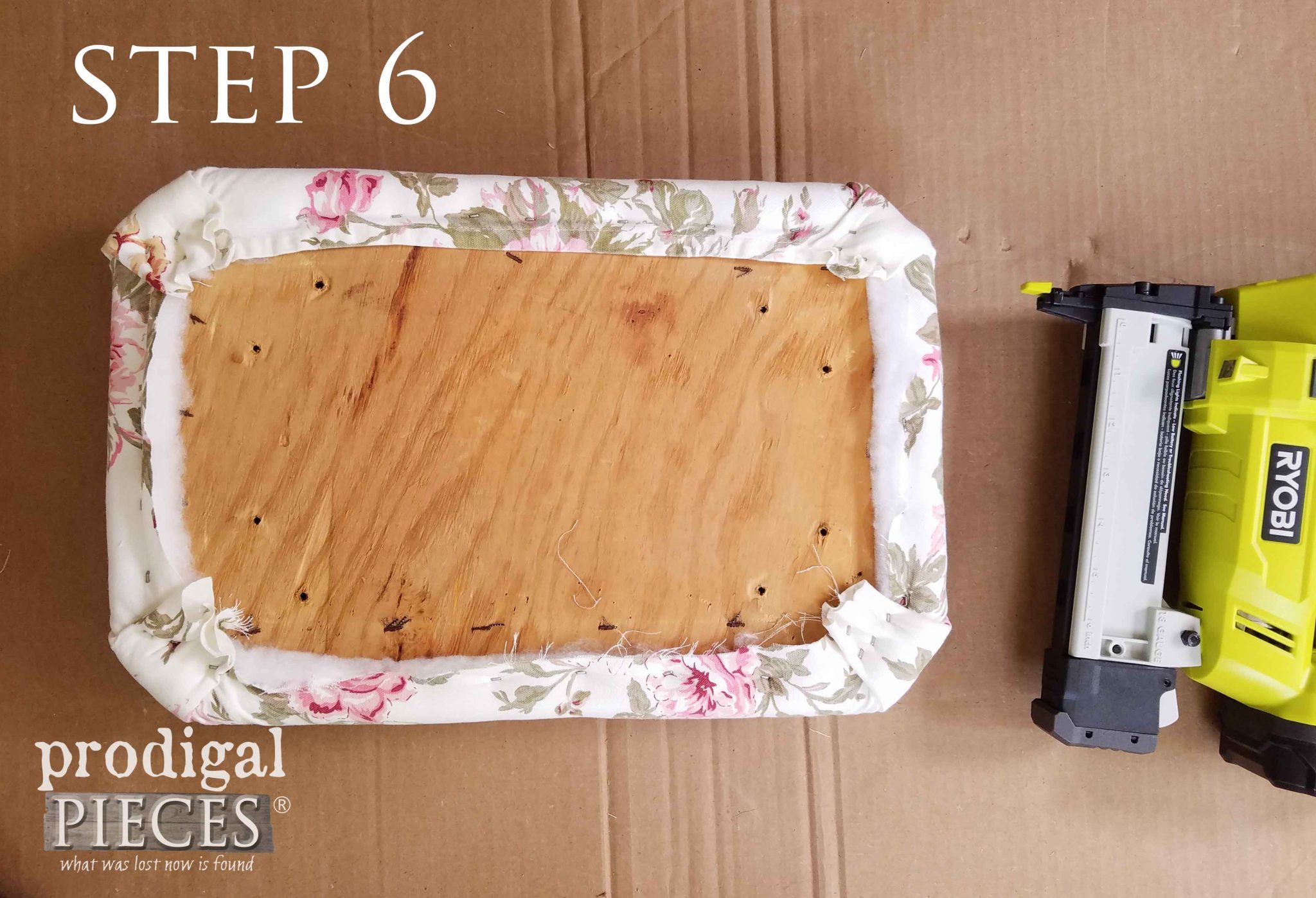Step 6 of Upholstering Footstool - Trimming | prodigalpieces.com