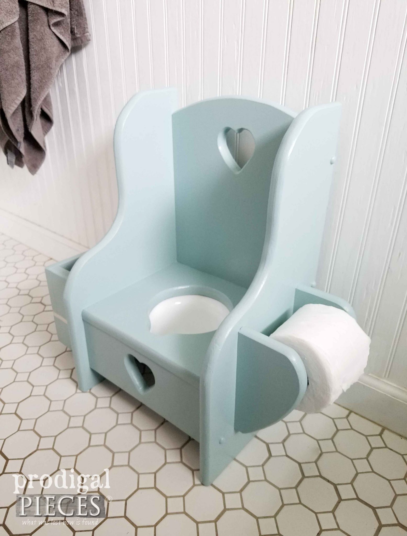 Vintage Wooden Potty Chair with Built-In Toilet Paper Holder | Prodigal Pieces | prodigalpieces.com
