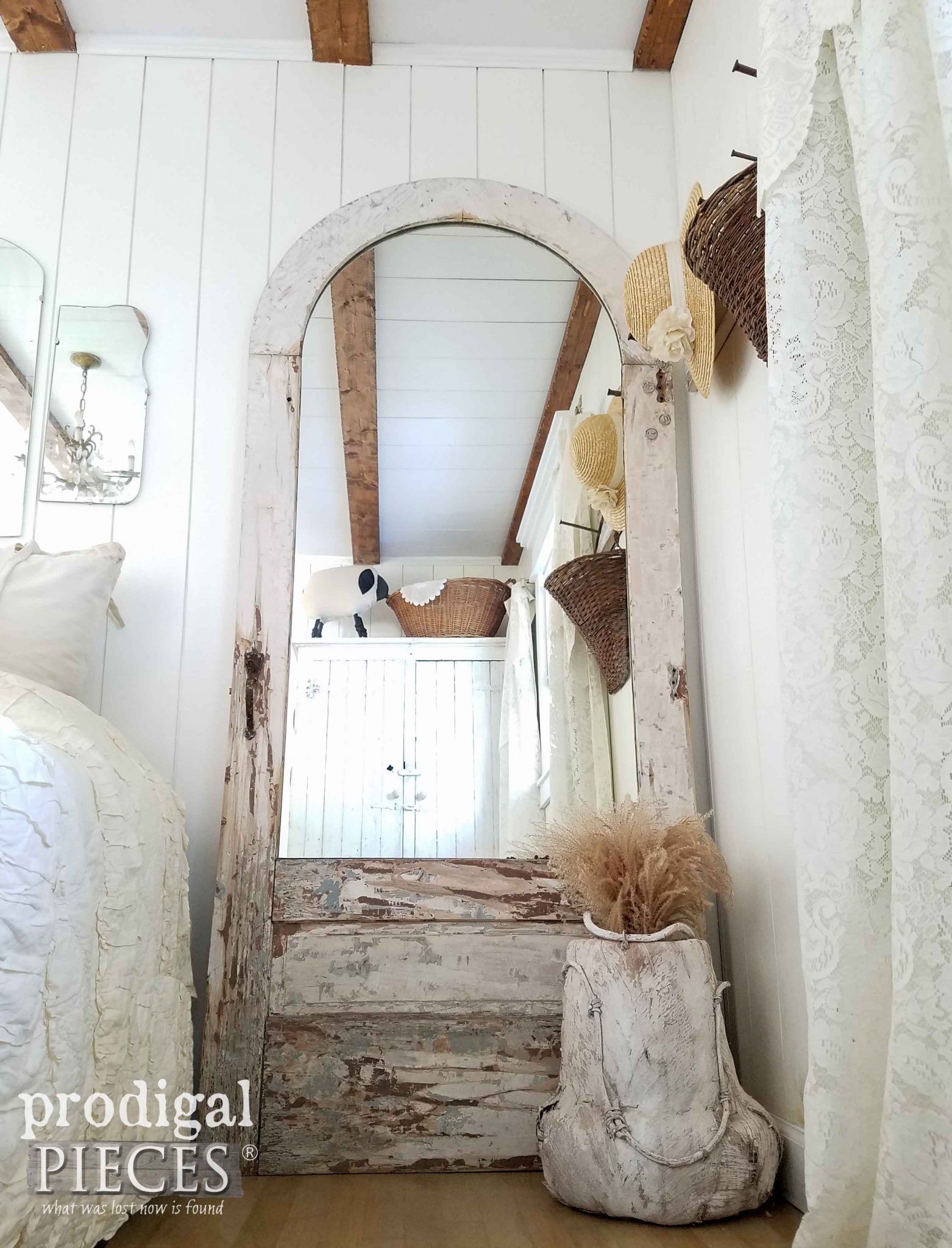 Arched Door Found Curbside Turned into Gorgeous Repurposed Door Mirror by Prodigal Pieces | prodigalpieces.com