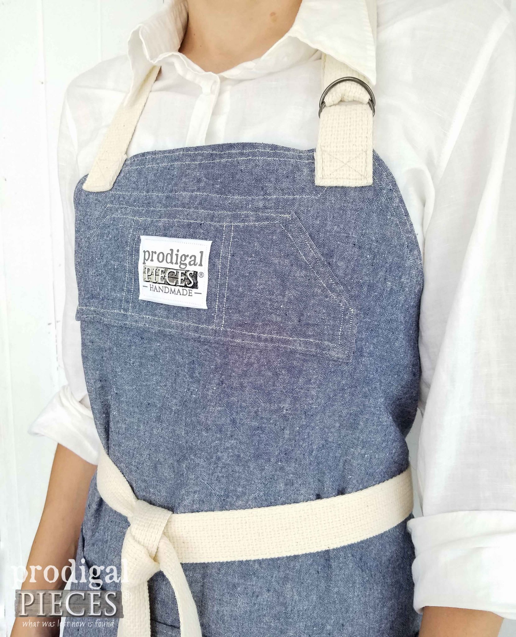 Linen Bib Apron with Pockets and Adjustable Neck Strap by Prodigal Pieces | prodigalpieces.com