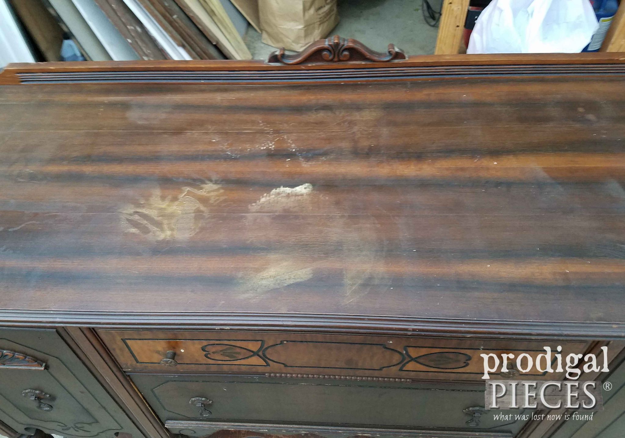 Chemical Stains on Buffet | prodigalpieces.com