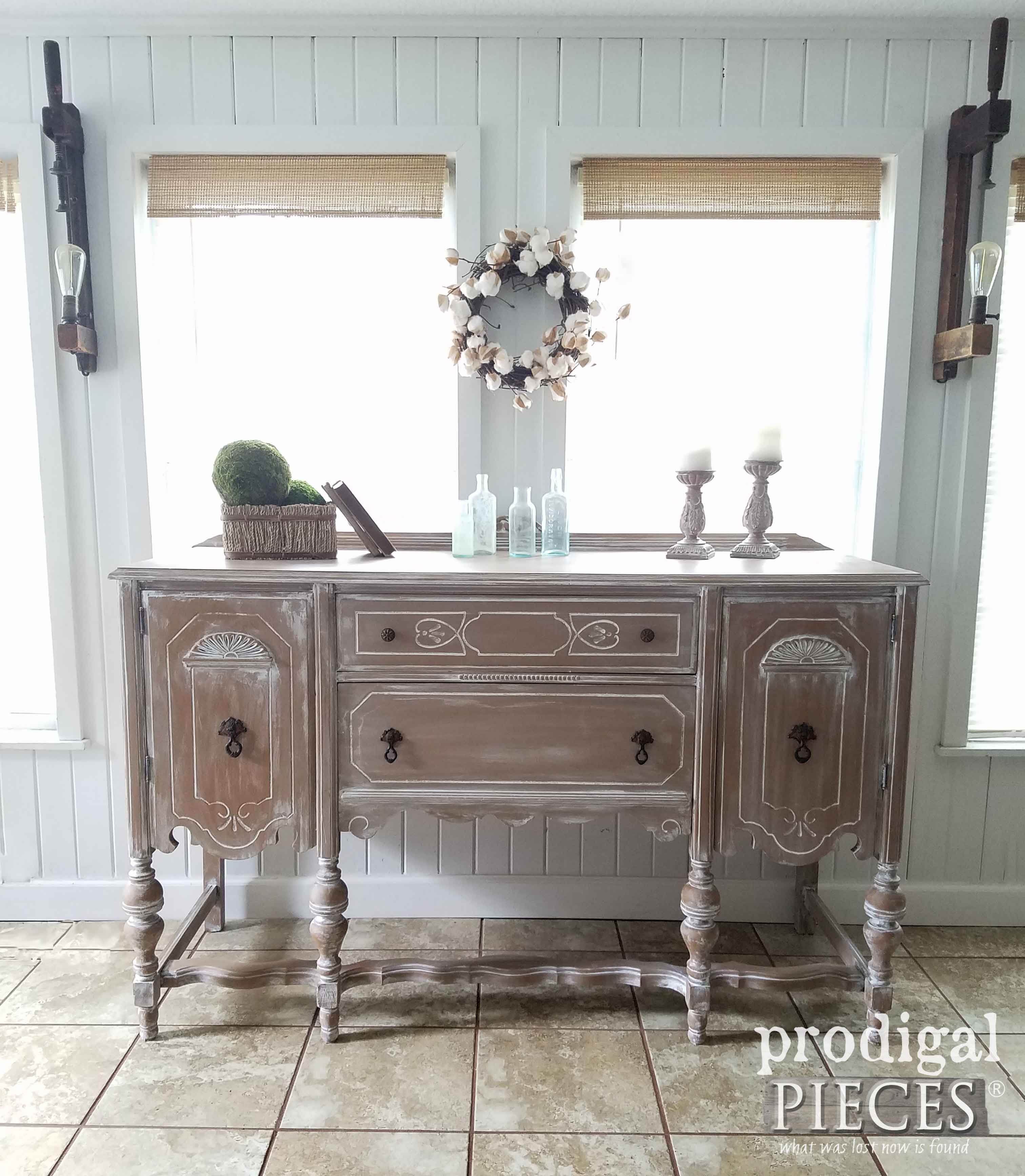 Farmhouse Style Antique Buffet with Glazing by Prodigal Pieces | prodigalpieces.com