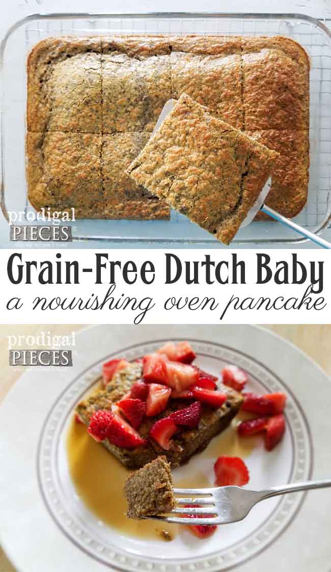 Your family will love this nourishing grain-free Dutch baby for breakfast. Get the recipe by Prodigal Pieces at prodigalpieces.com