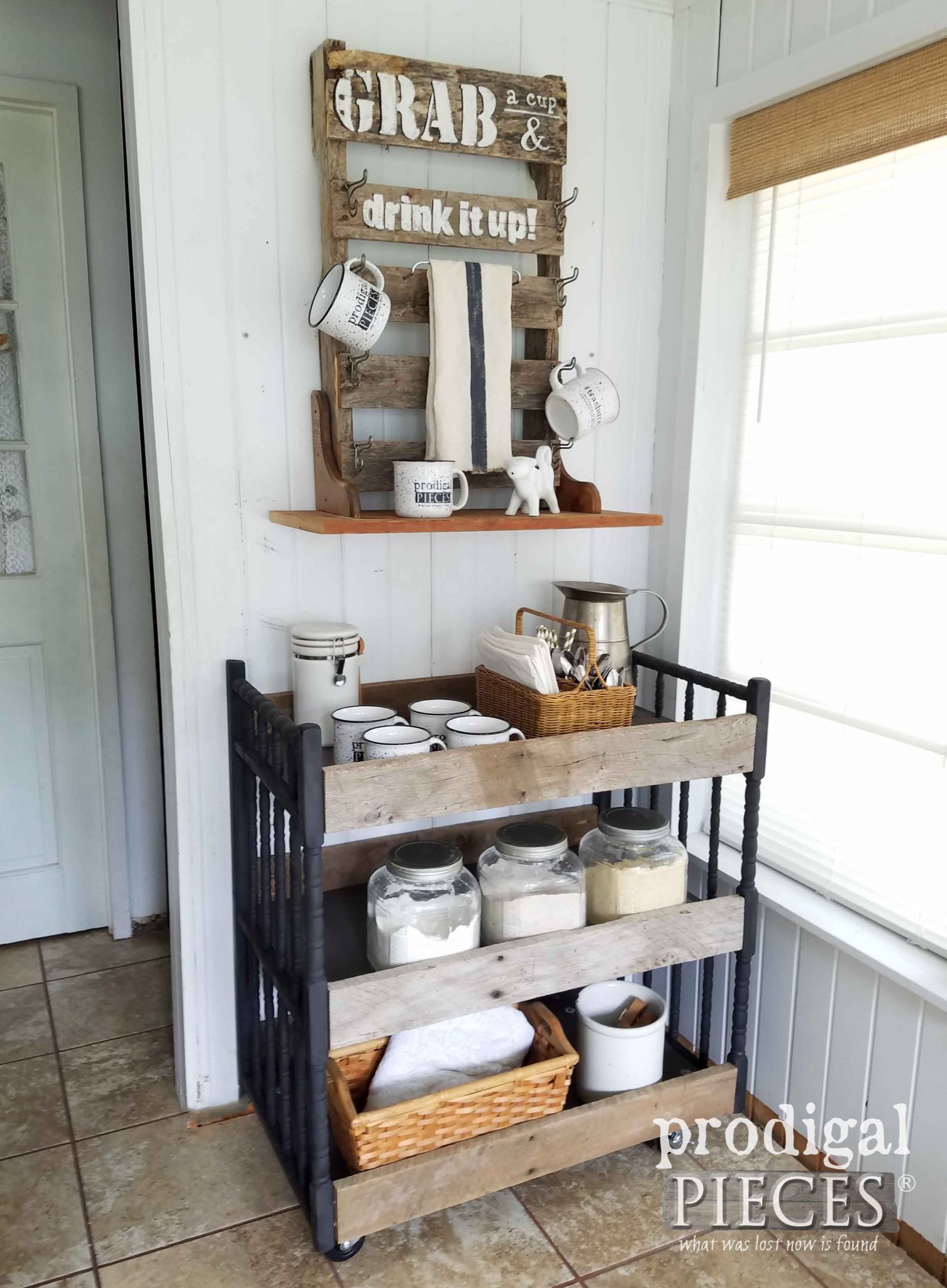Farmhouse Style Reclaimed Barn Wood Cart and Changing Table Repurposed by Prodigal Pieces | prodigalpieces.com