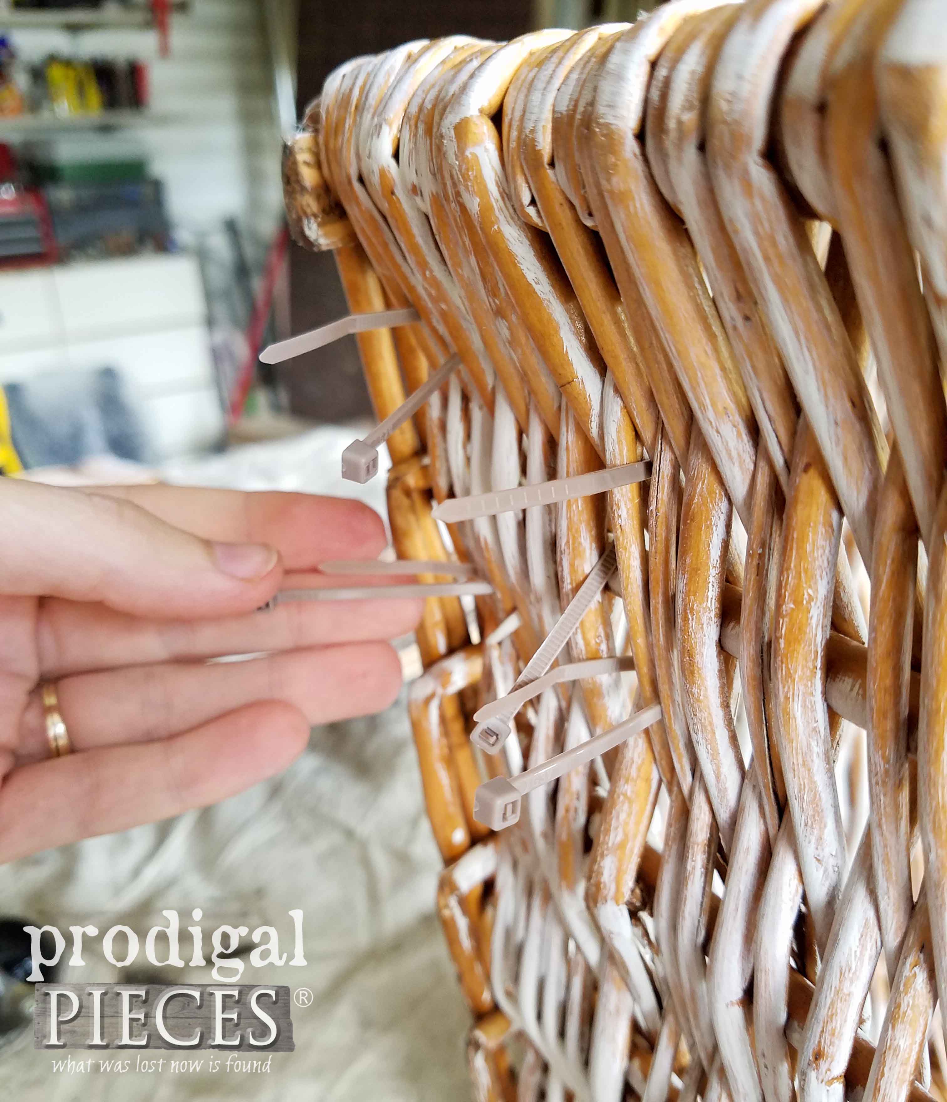 Basket with Zip Ties for Casters for DIY Rolling Laundry Cart by Prodigal Pieces | prodigalpieces.com