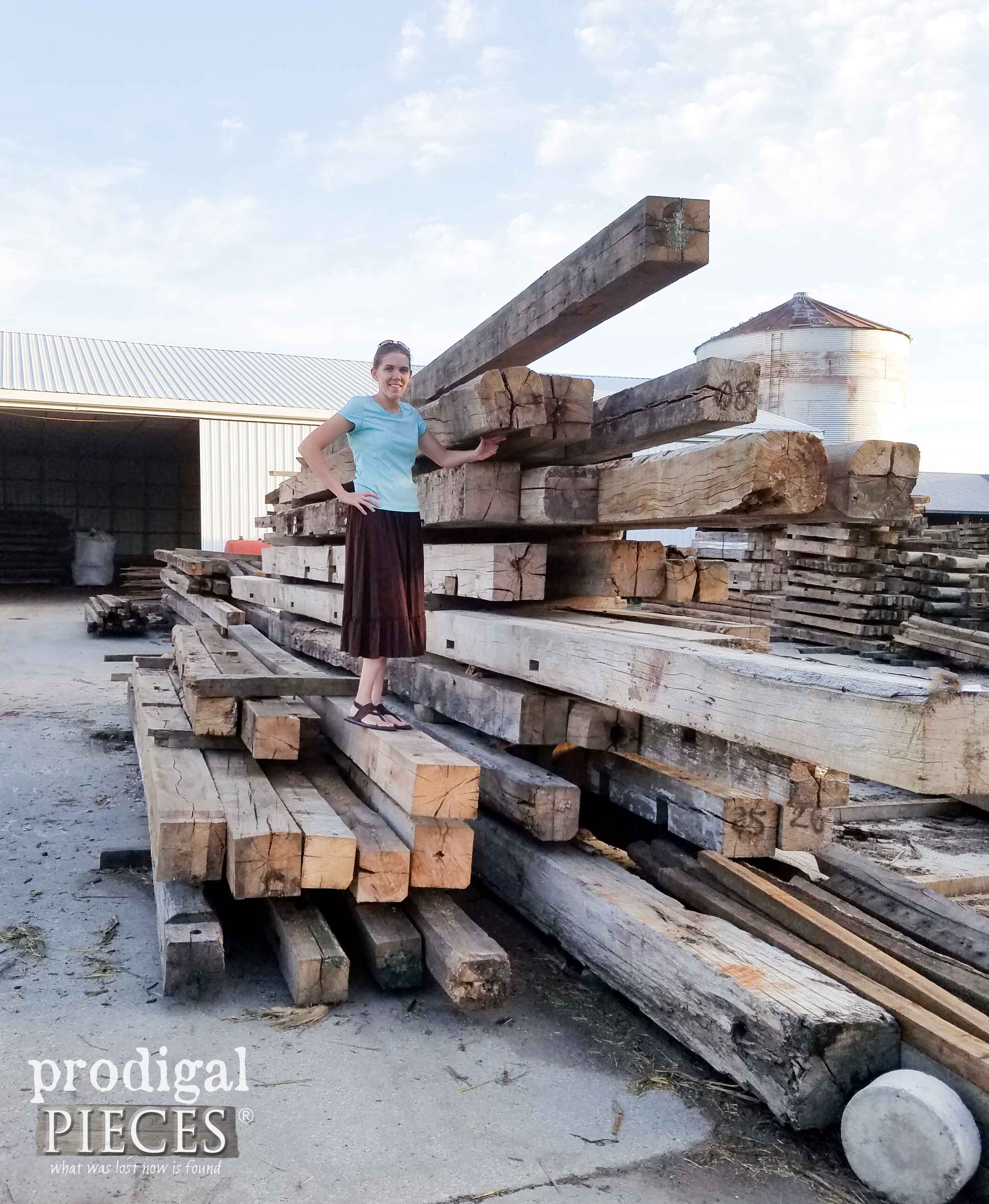 Standing on Gorgeous Stack of Reclaimed Wood | prodigalpieces.com
