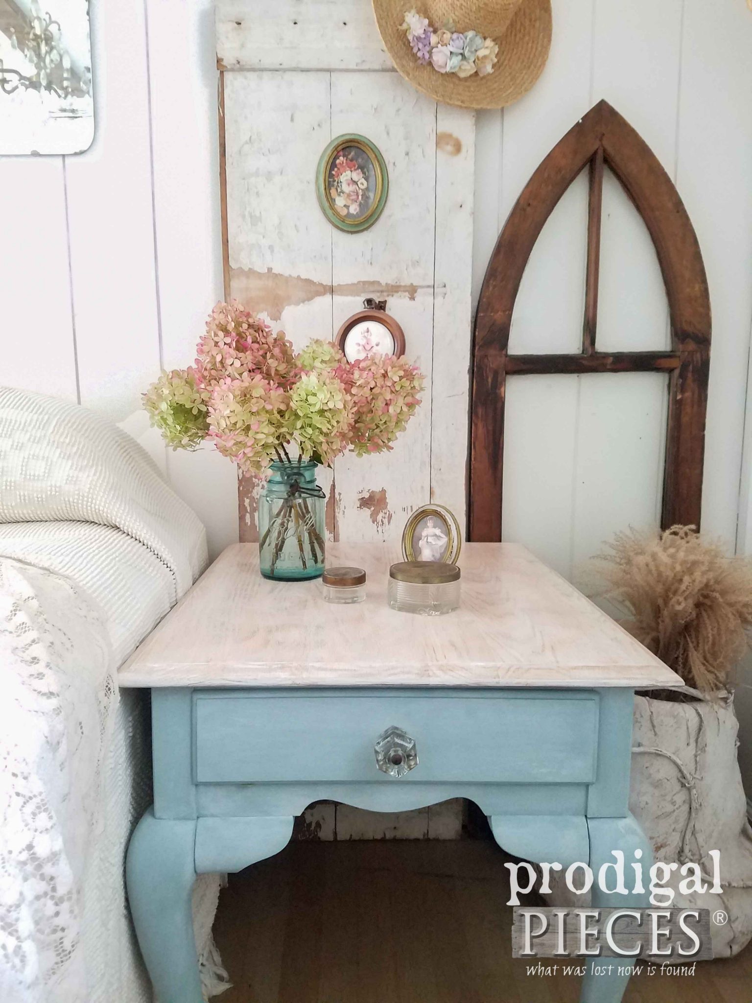 Vintage Duck Egg Blue Queen Anne Table Refinished by Prodigal Pieces | prodigalpieces.com