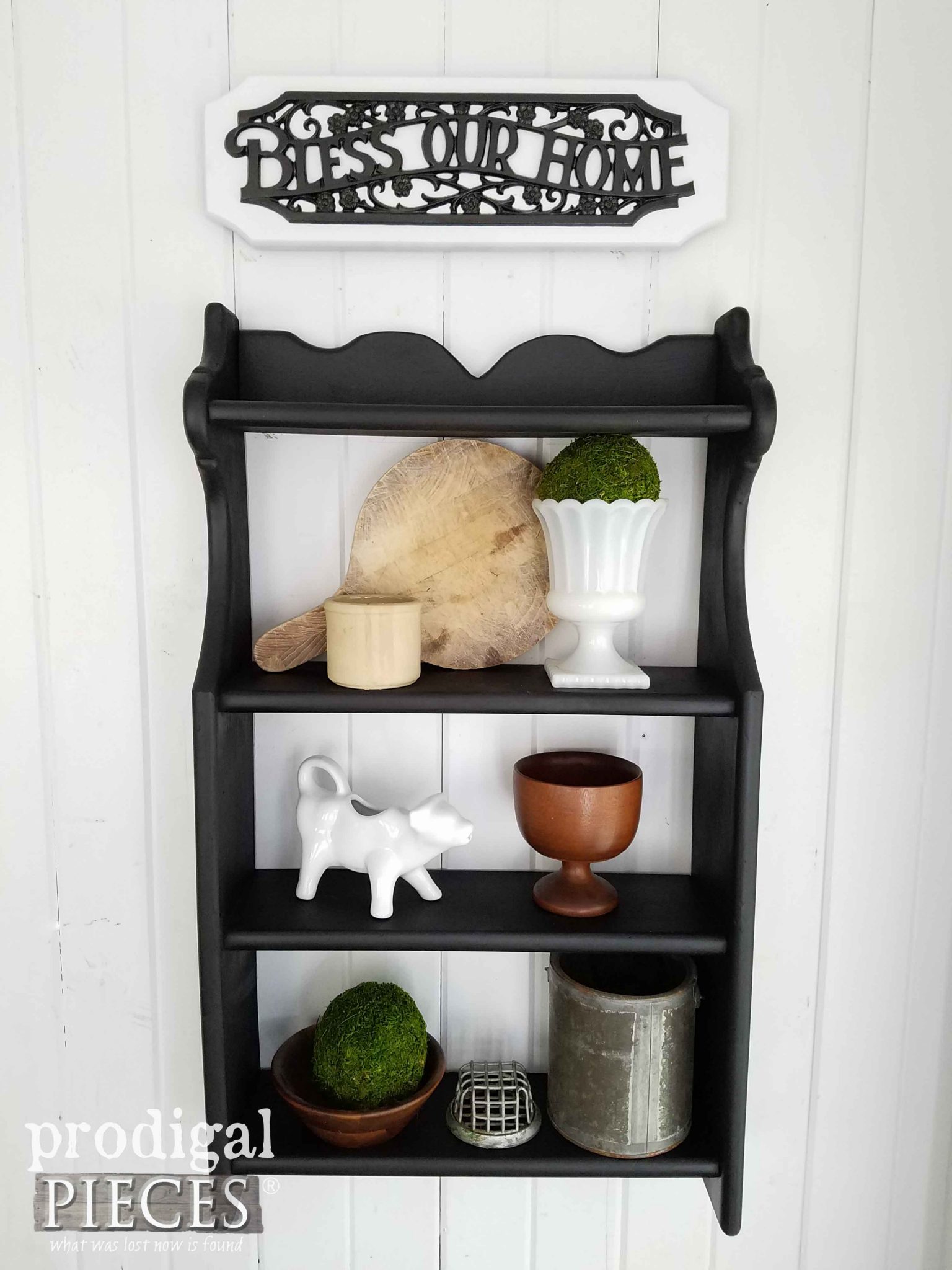 Modern Farmhouse Shelf with Vignette by Prodigal Pieces | prodigalpieces.com