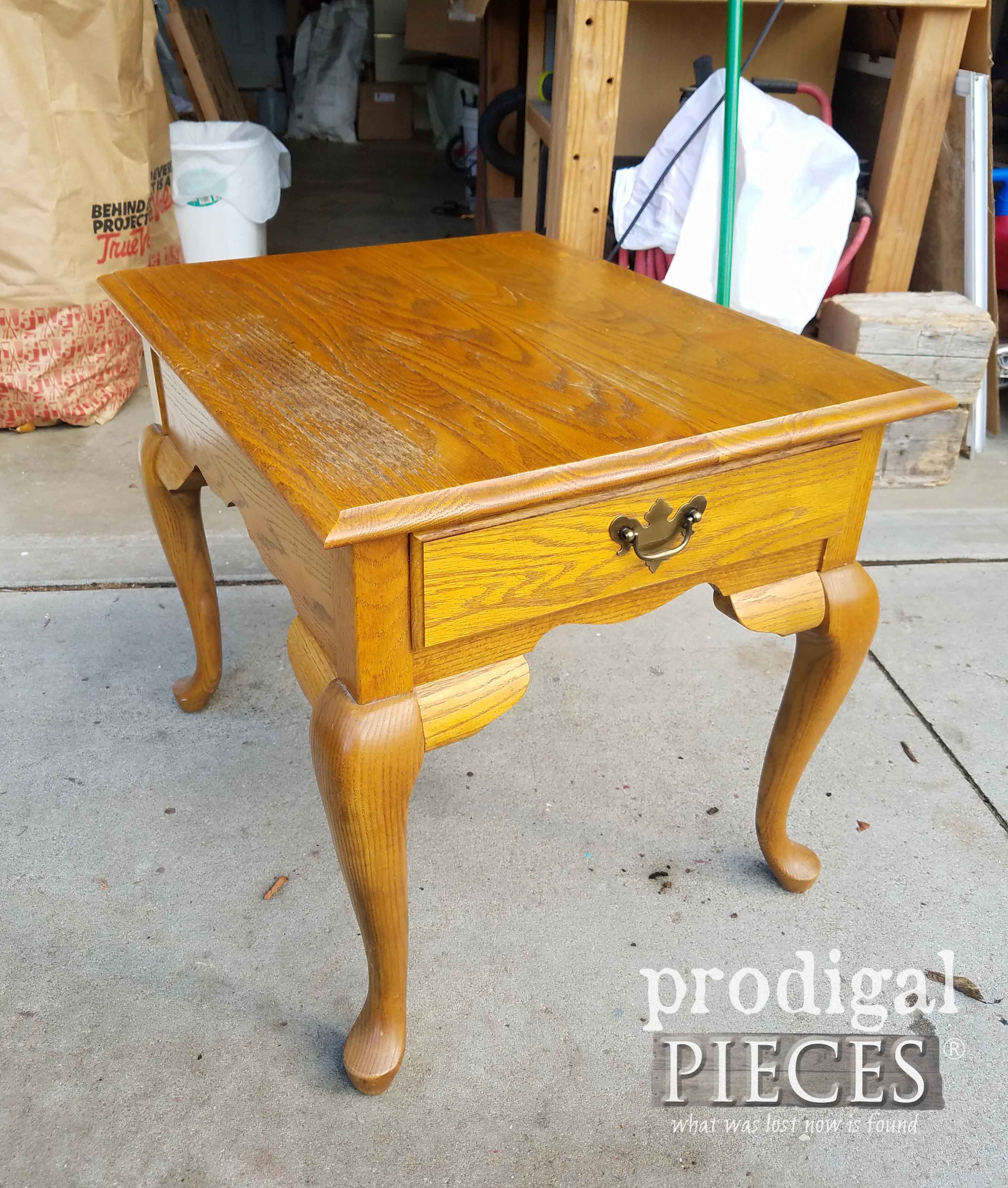 Queen Anne Table Before Makeover by Prodigal Pieces | prodigalpieces.com