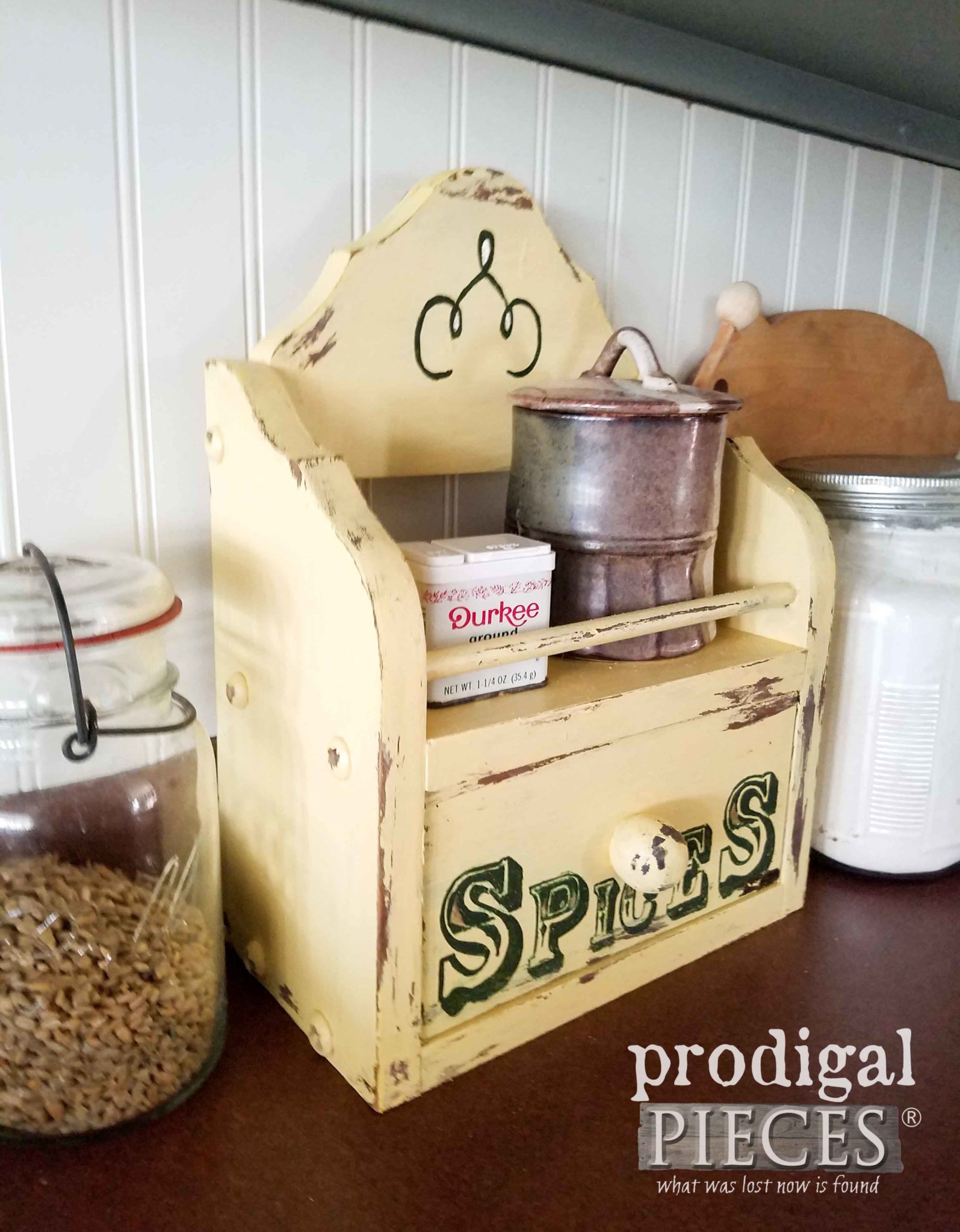 Farmhouse Style DIY Charging Station Using a Thrifted Box. Tutorial available at Prodigal Pieces | prodigalpieces.com
