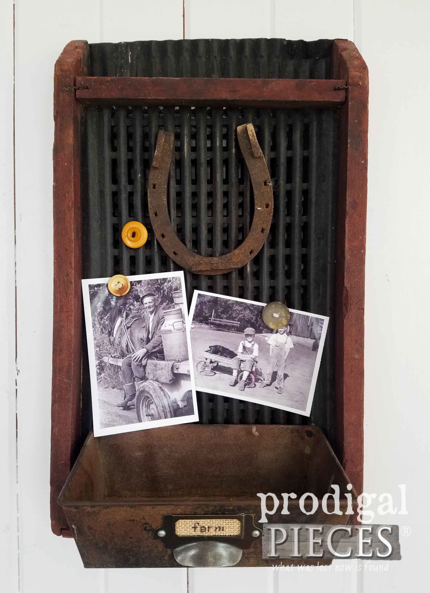 Repurposed Antique Corn Sifter Message Center by Larissa of Prodigal Pieces | prodigalpieces.com