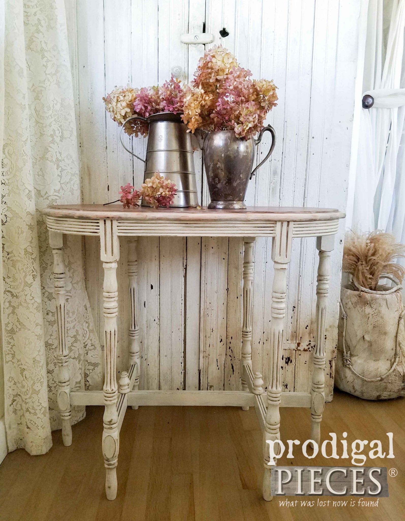 Antique Side Table with Time-worn Finish. Details at Prodigal Pieces | prodigalpieces.com
