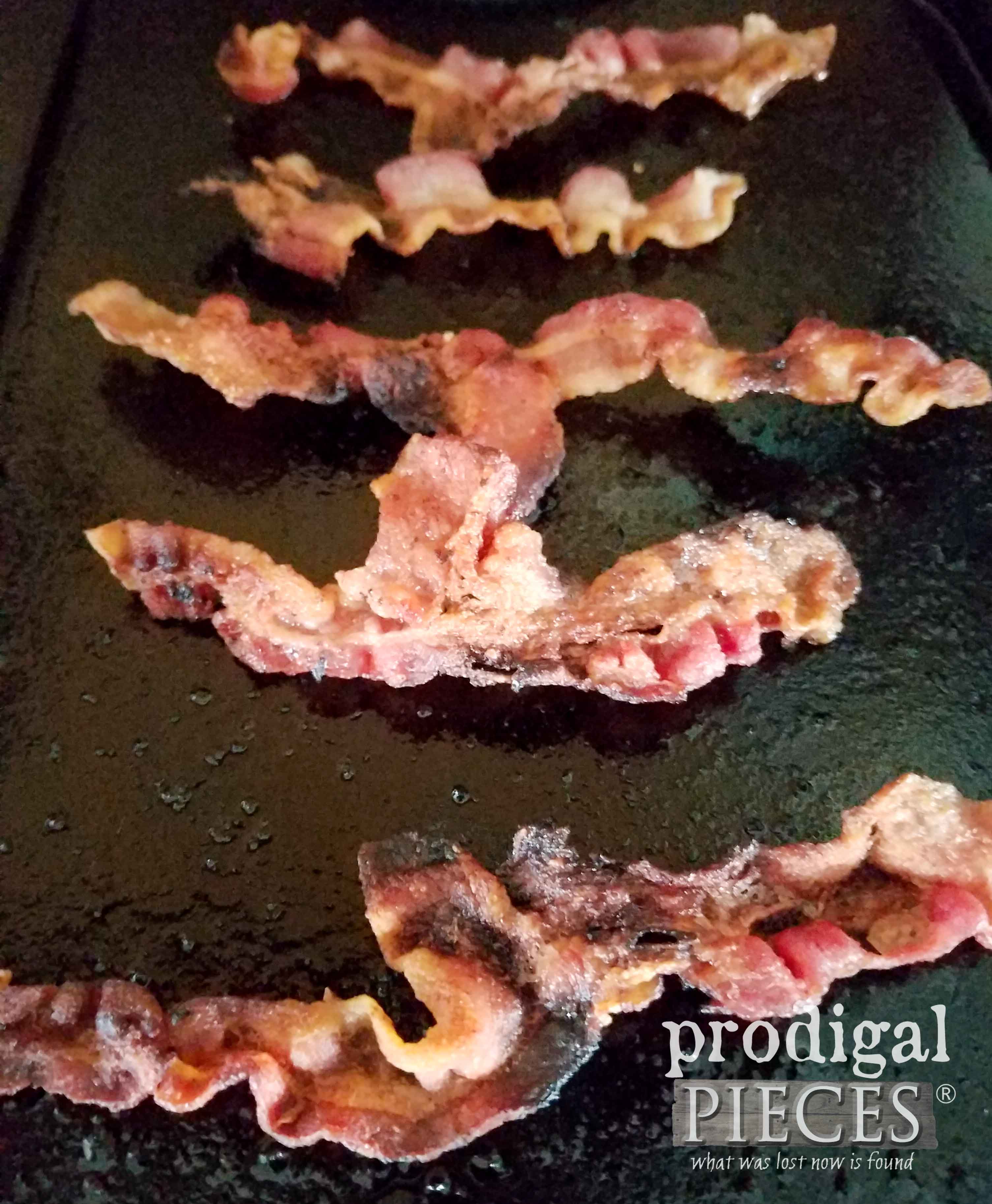 Cooking Nitrate Free Bacon for Cauliflower Twice Baked Dish by Larissa of Prodigal Pieces | prodigalpieces.com