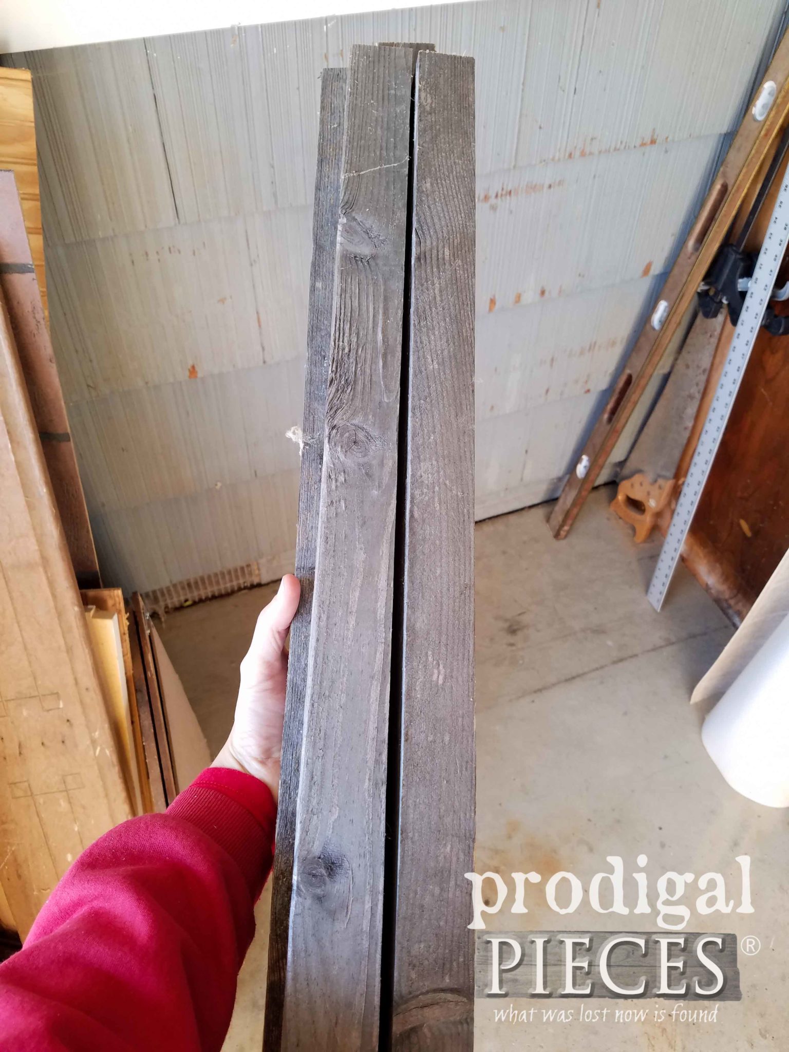 Cut Gray Weathered Reclaimed Wood for Cart | prodigalpieces.com