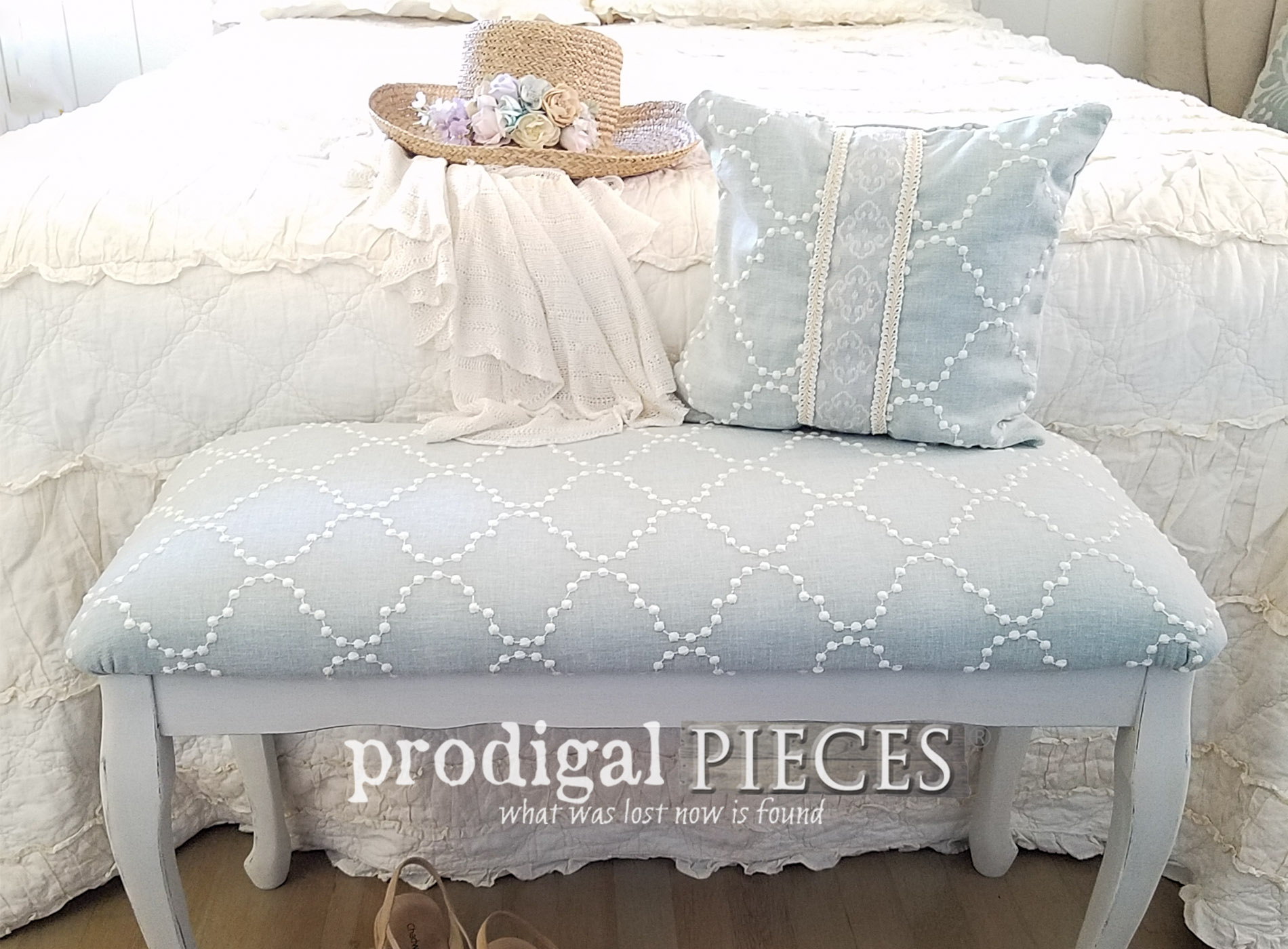Featured Upholstered Headboard Updated with Fabric and Paint | prodigalpieces.com
