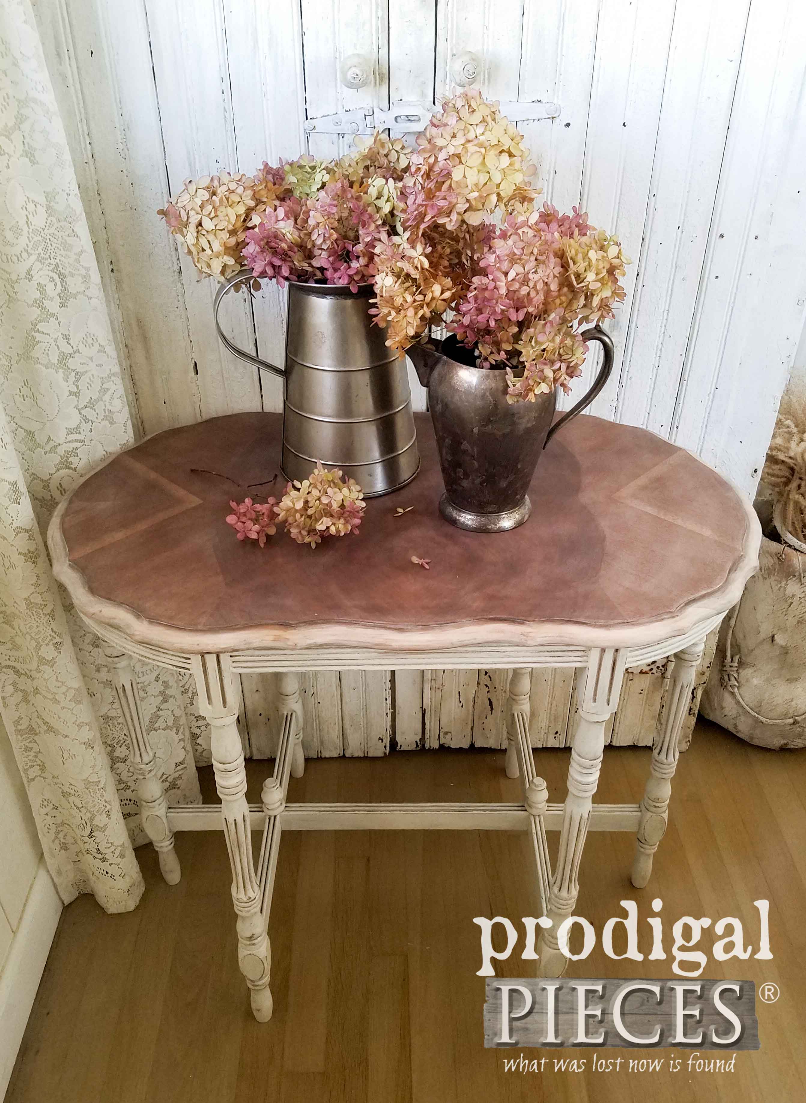 Antique Table with Gorgeous Wood Inlay by Larissa of Prodigal Pieces | prodigalpieces.com