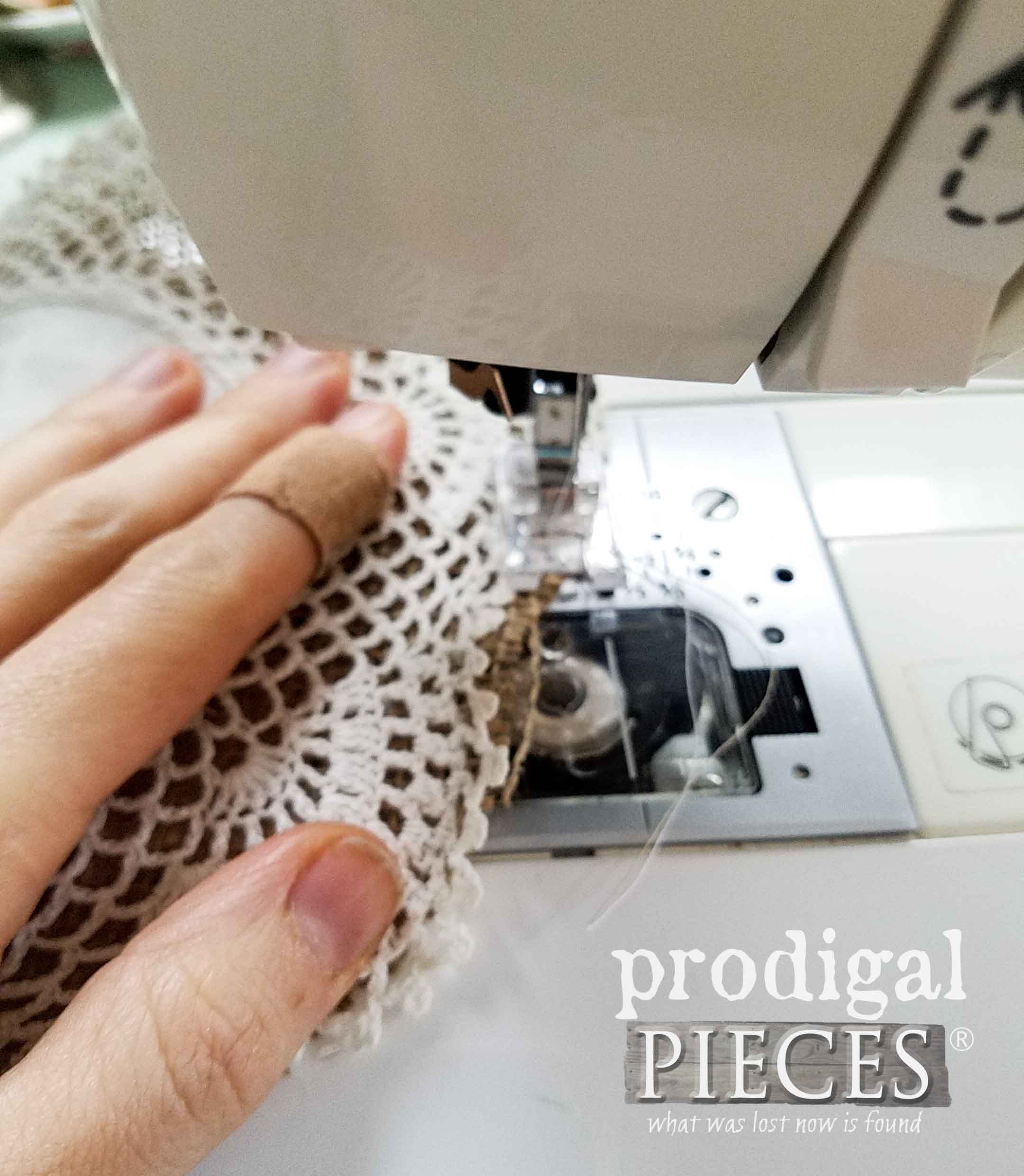 Sewing Doilies and Burlap for Wall Art by Prodigal Pieces | prodiglapieces.com