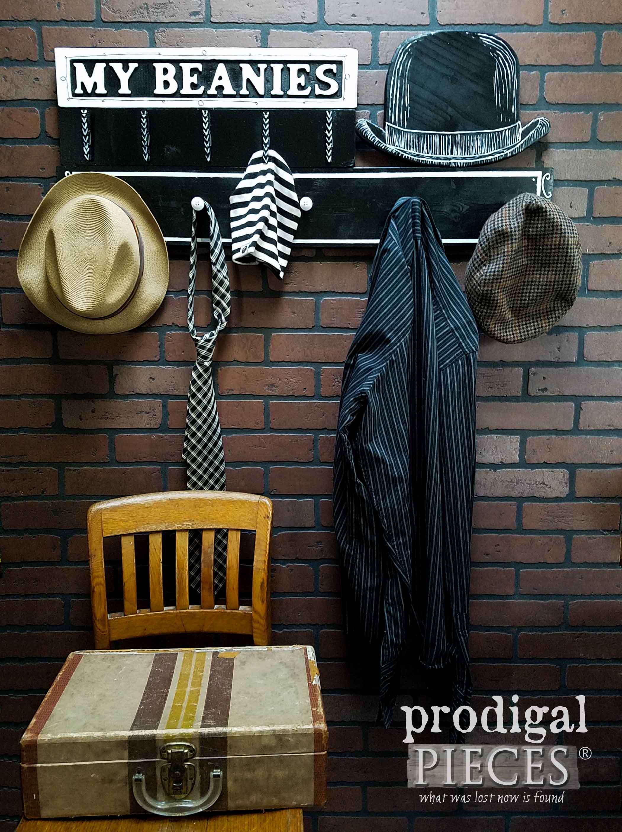 Vintage Style Beanie Hat Coat Rack and Shelf by Larissa of Prodigal Pieces | prodiglapieces.com