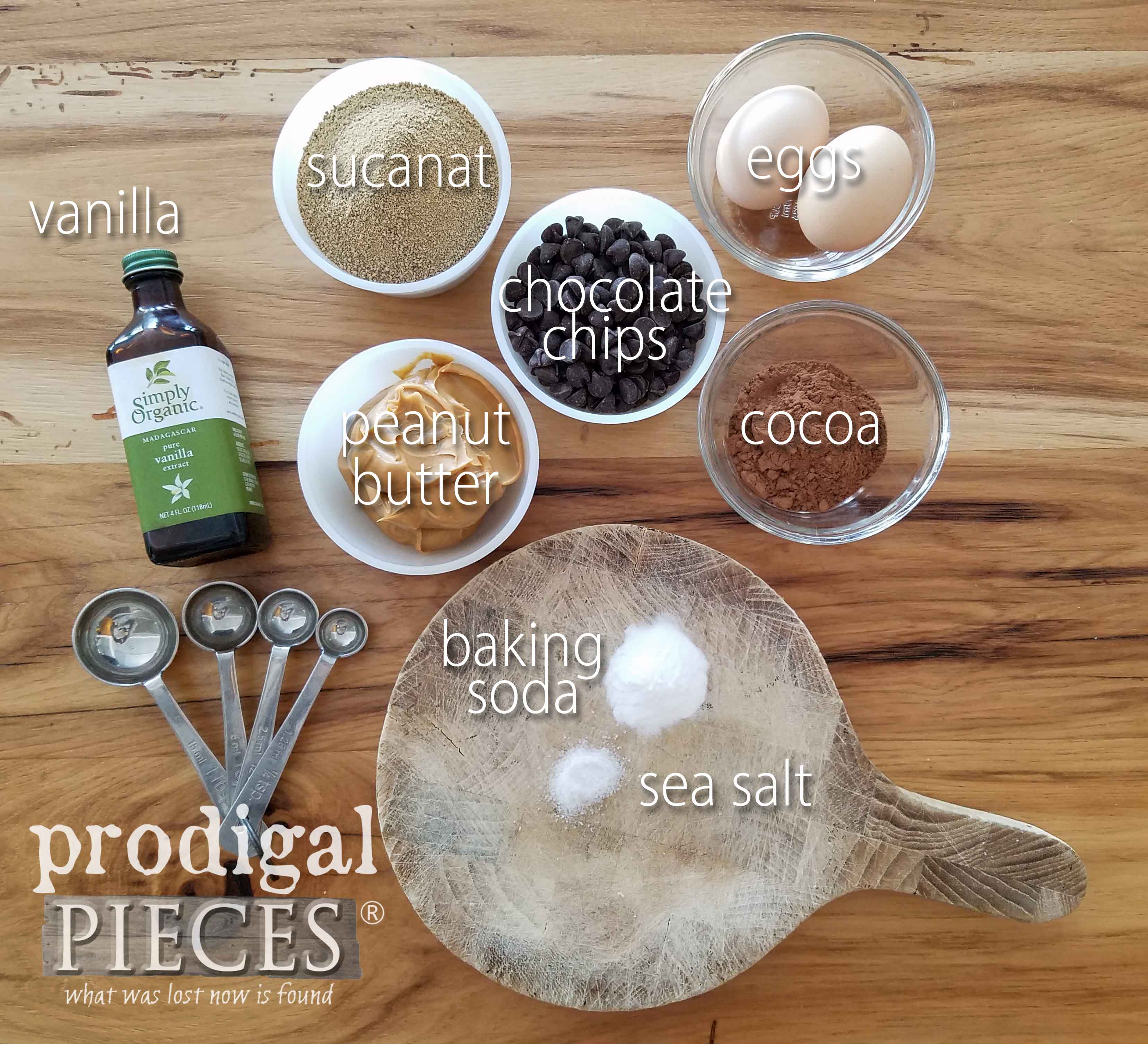 Ingredients for the delicious flourless chocolate fudge cookies by Larissa of Prodigal Pieces | prodigalpieces.com