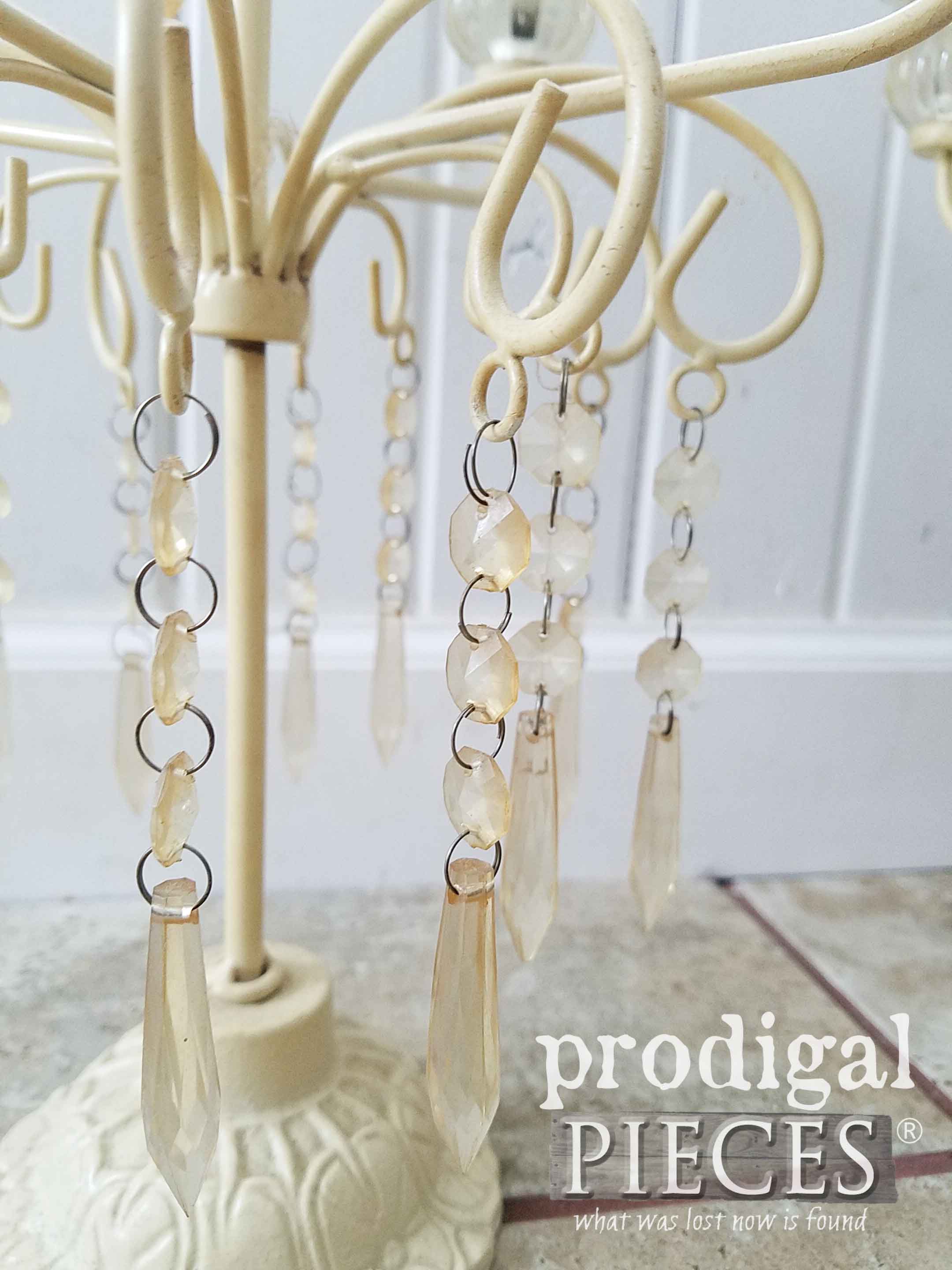 Faux Crystals on Thrifted Candelabras | prodigalpieces.com