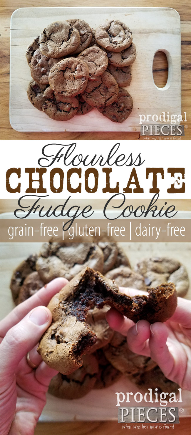 Oh my...not only are these delicious, but they are healthy! Grain-free, gluten-free, dairy-free flourless chocolate fudge cookie recipe. I have to try these! Recipe at Prodigal Pieces | prodigalpieces.com