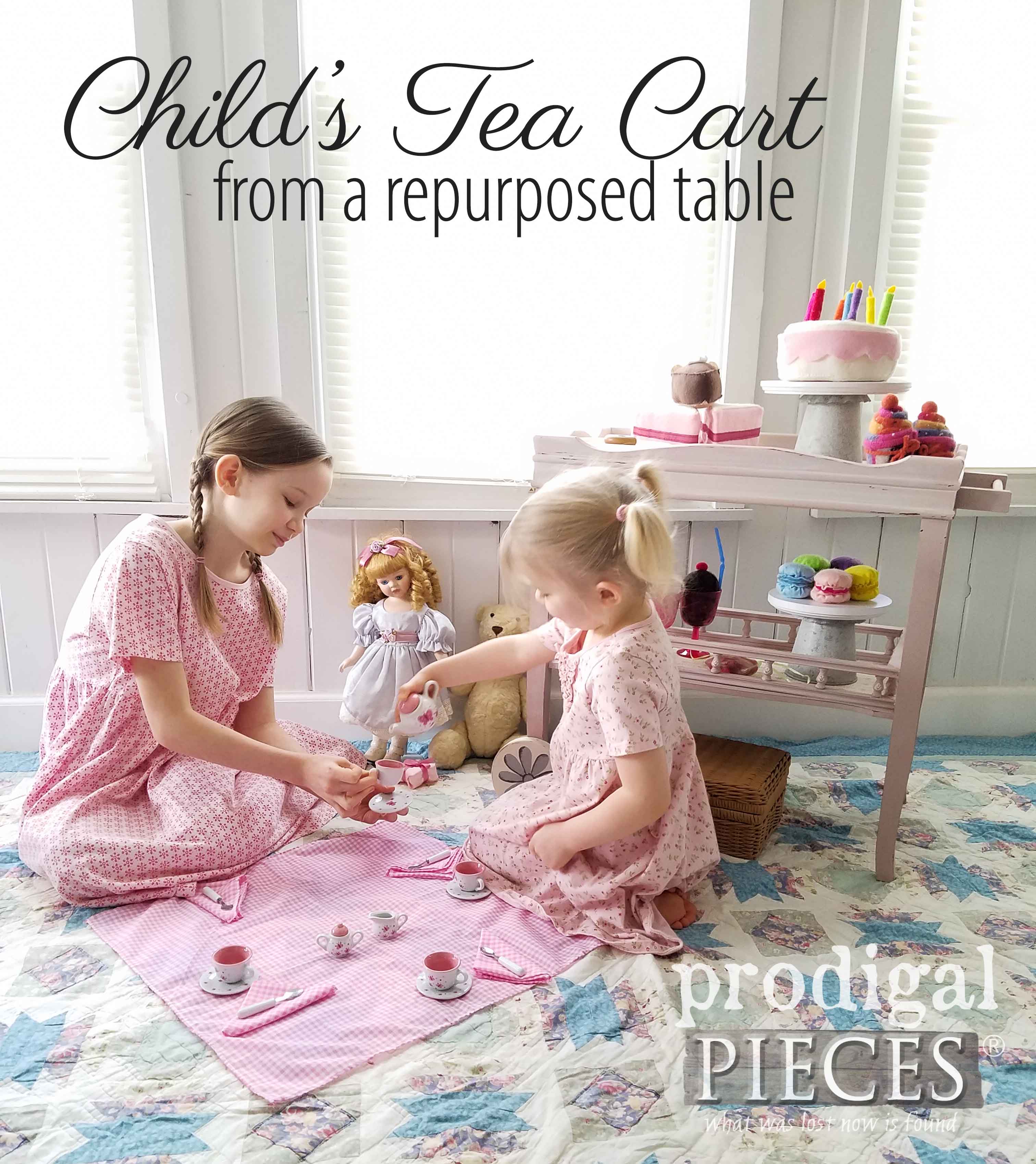 Don't pass up that thrifted side table! Turn it into a sweet child's tea cart. See how at Prodigal Pieces | prodigalpieces.com