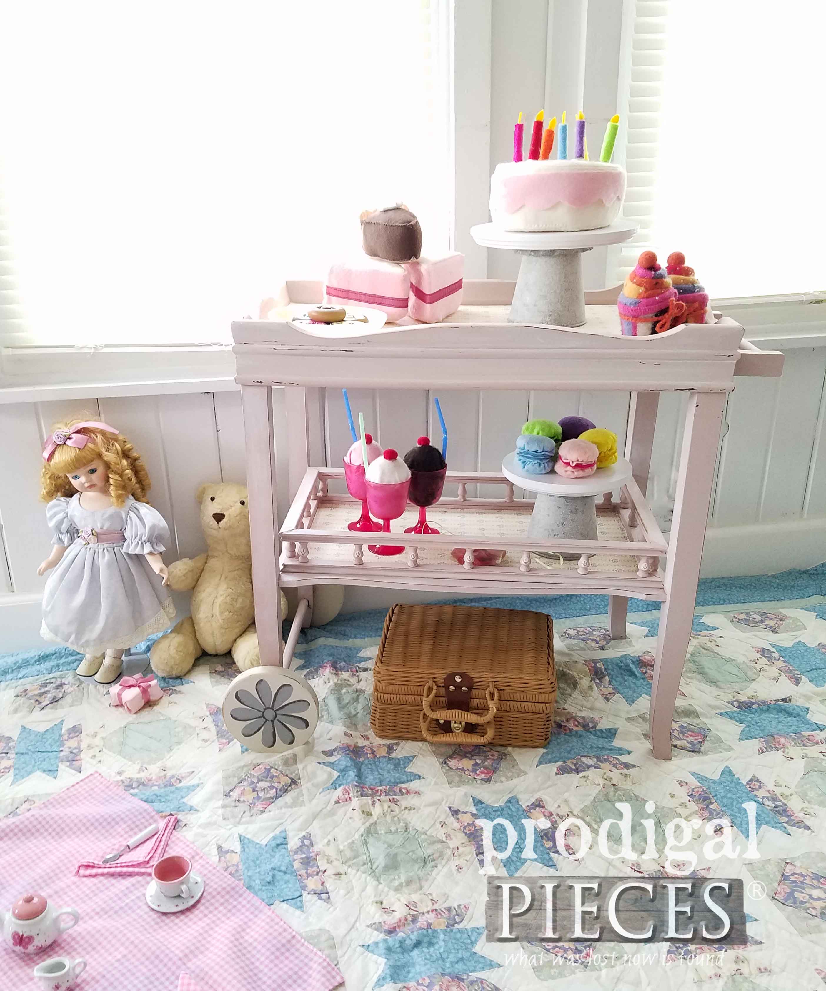 Repurposed Side Table into Little Girl's Tea Cart by Larissa of Prodigal Pieces | prodigalpieces.com
