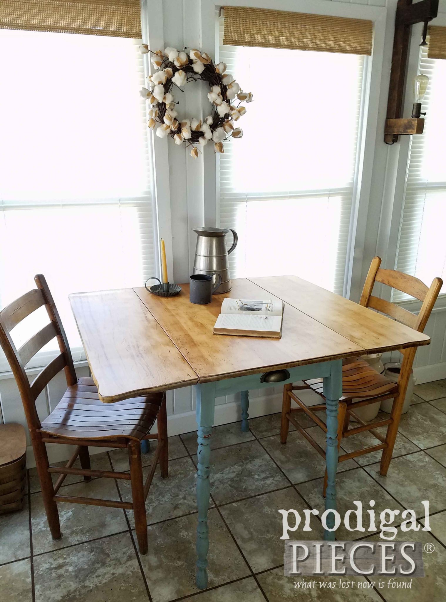 Vintage Farmhouse Dinette Table with Drop-Leaf Sides by Prodigal Pieces | prodigalpieces.com