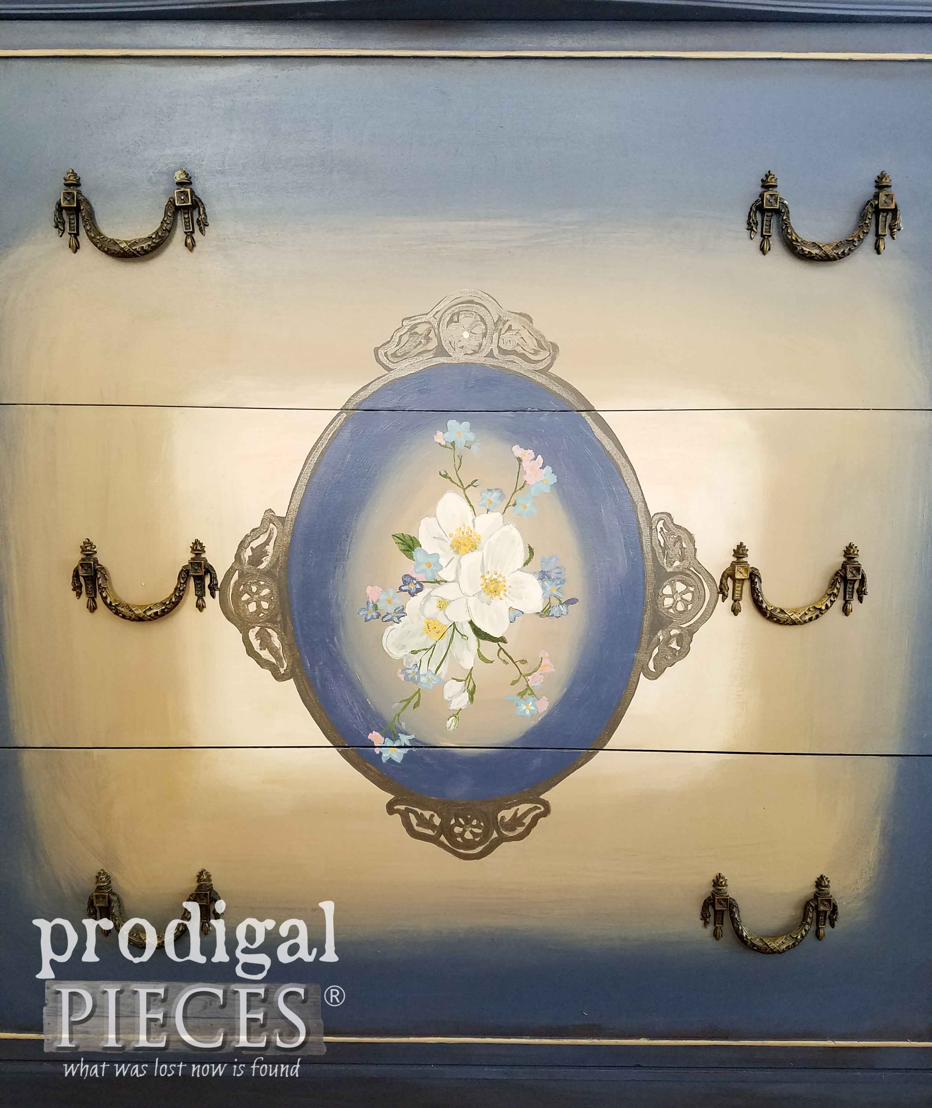 Hand-Painted Florals on this Antique Chest of Drawers by Larissa of Prodigal Pieces | prodigalpieces.com