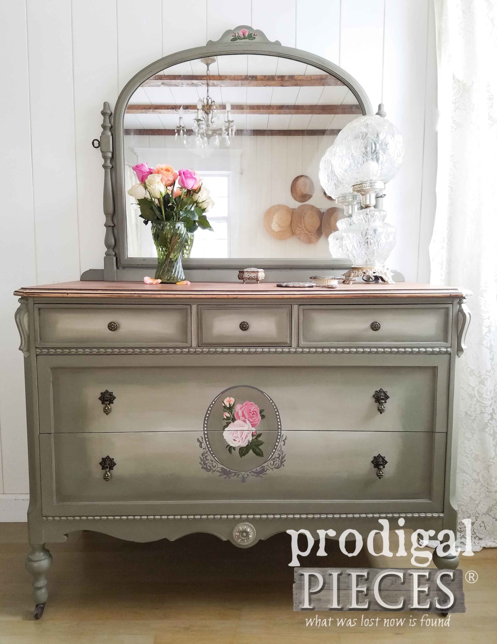 Beautiful Antique Dresser Hand-Painted by Larissa of Prodigal Pieces | prodigalpieces.com