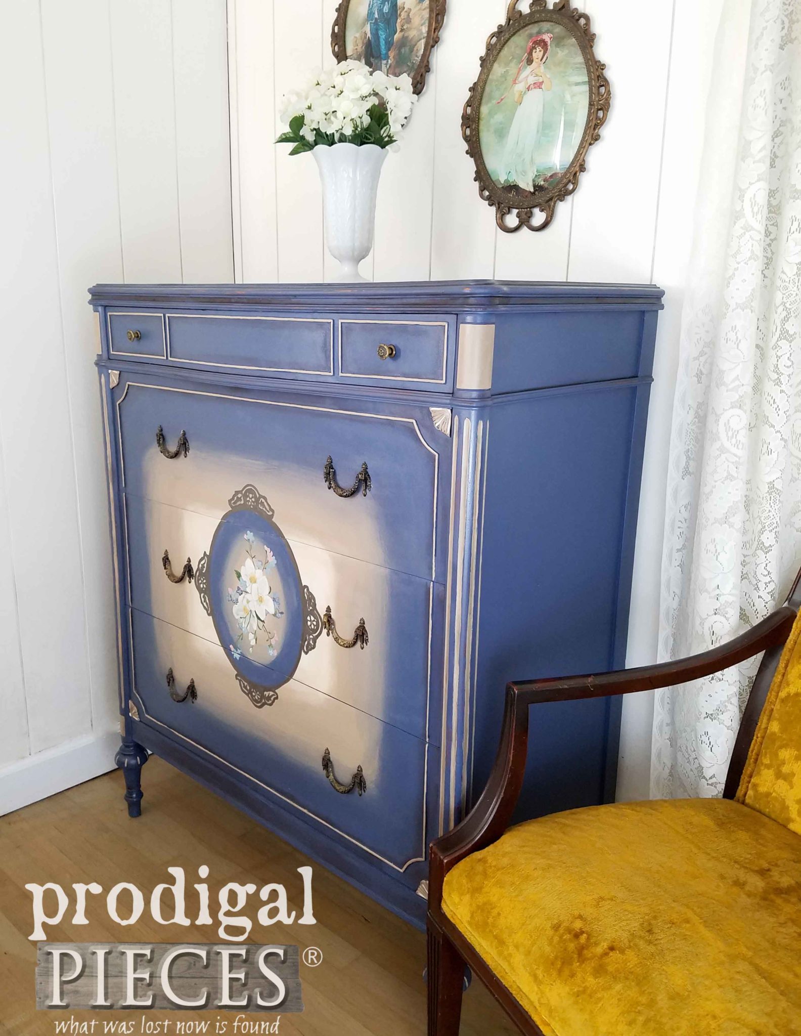 Antique Chest of Drawers in Blue by Larissa of Prodigal Pieces | prodigalpieces.com