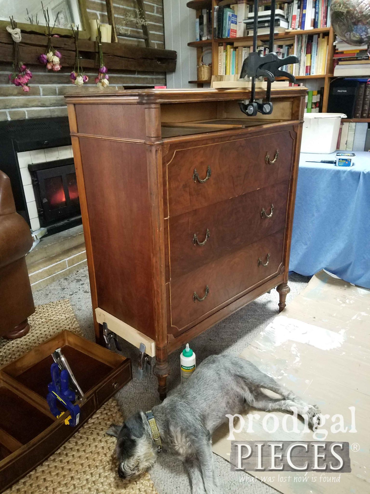 Antique Chest of Drawers Being Repaired by Larissa of Prodigal Pieces | prodigalpieces.com