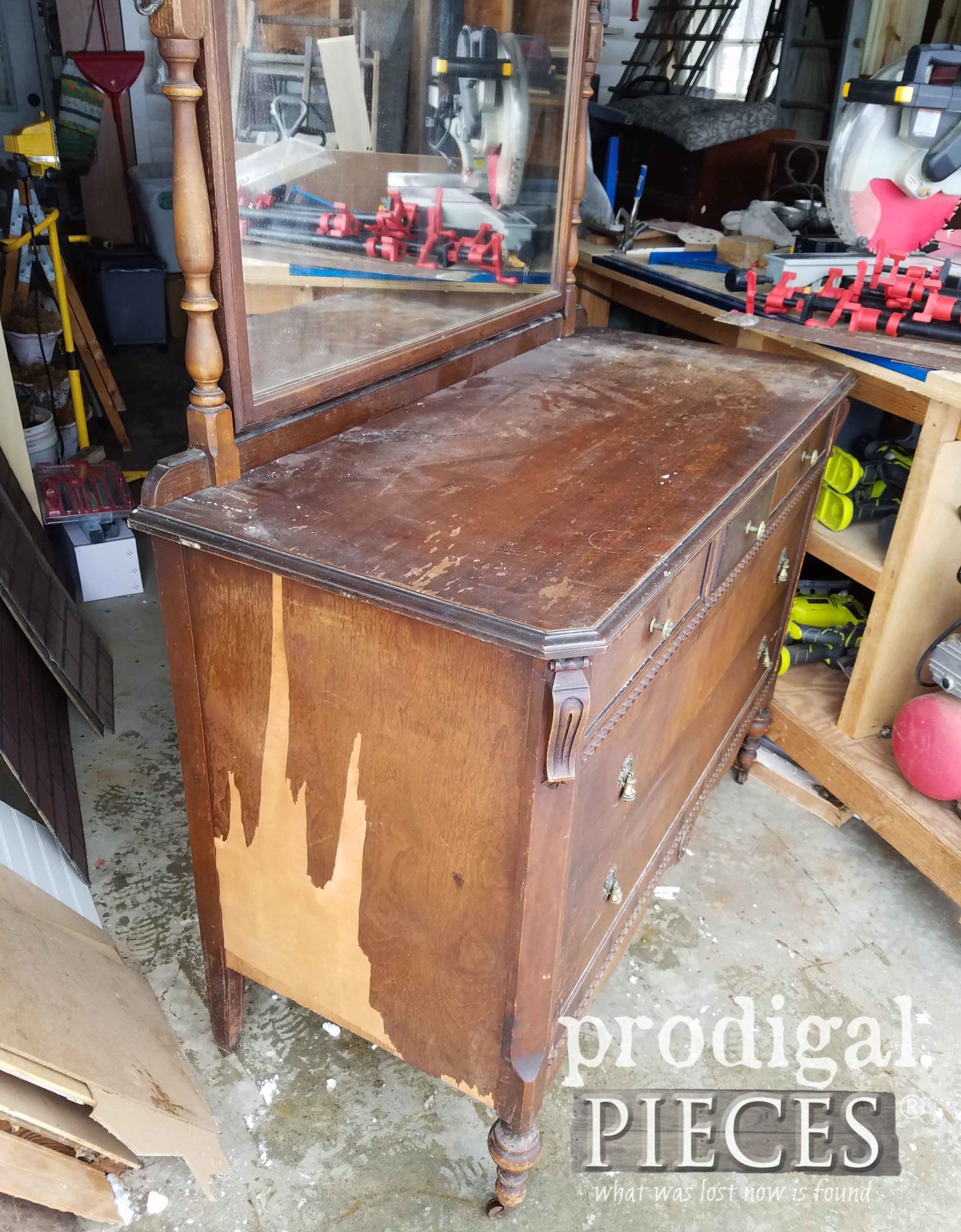 Antique Dresser with Damaged Veneer | prodigalpieces.com