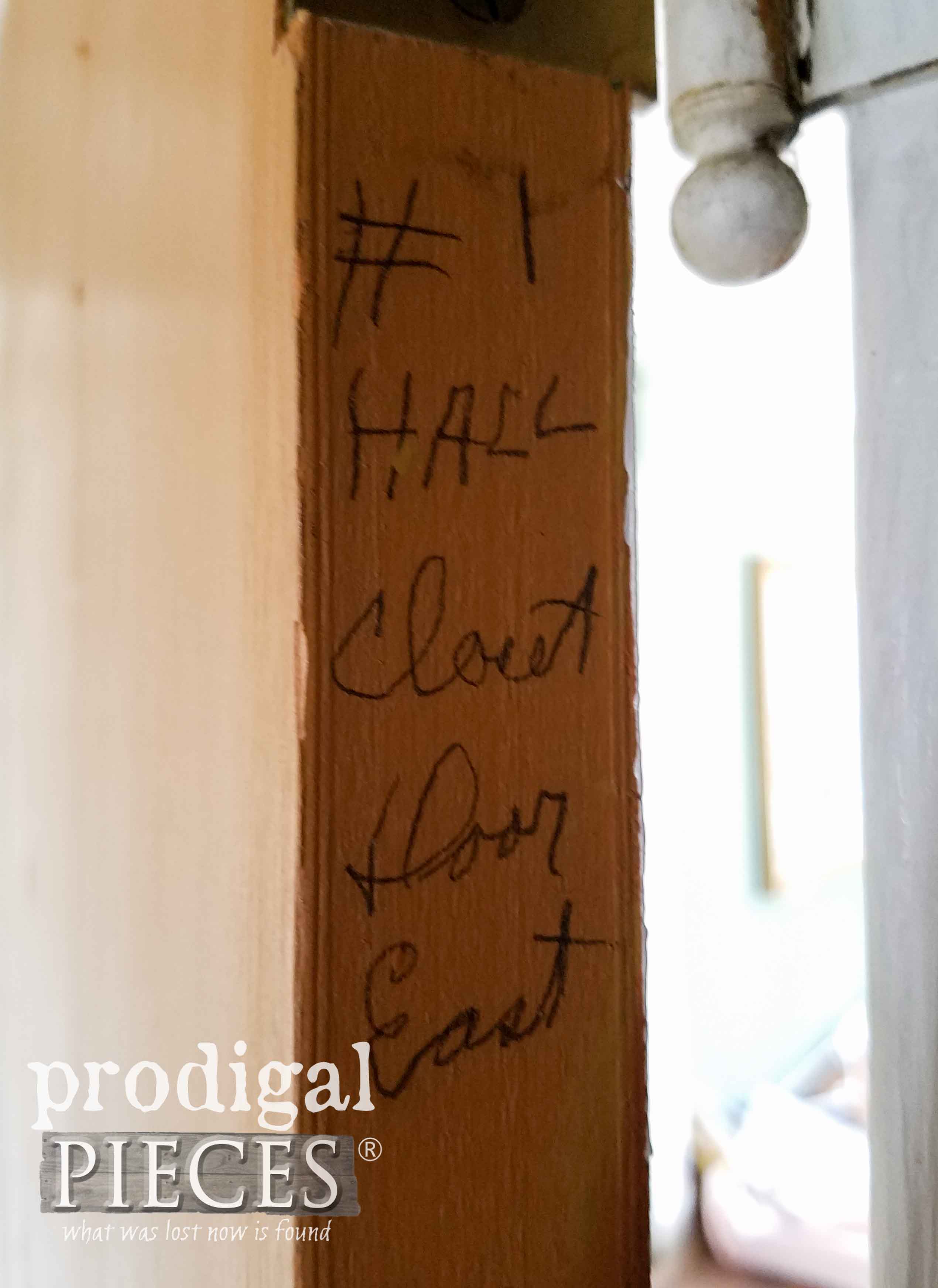 1952 Handwriting on Back of Closet Door in Ranch Home by Larissa of Prodigal Pieces | prodigalpieces.com