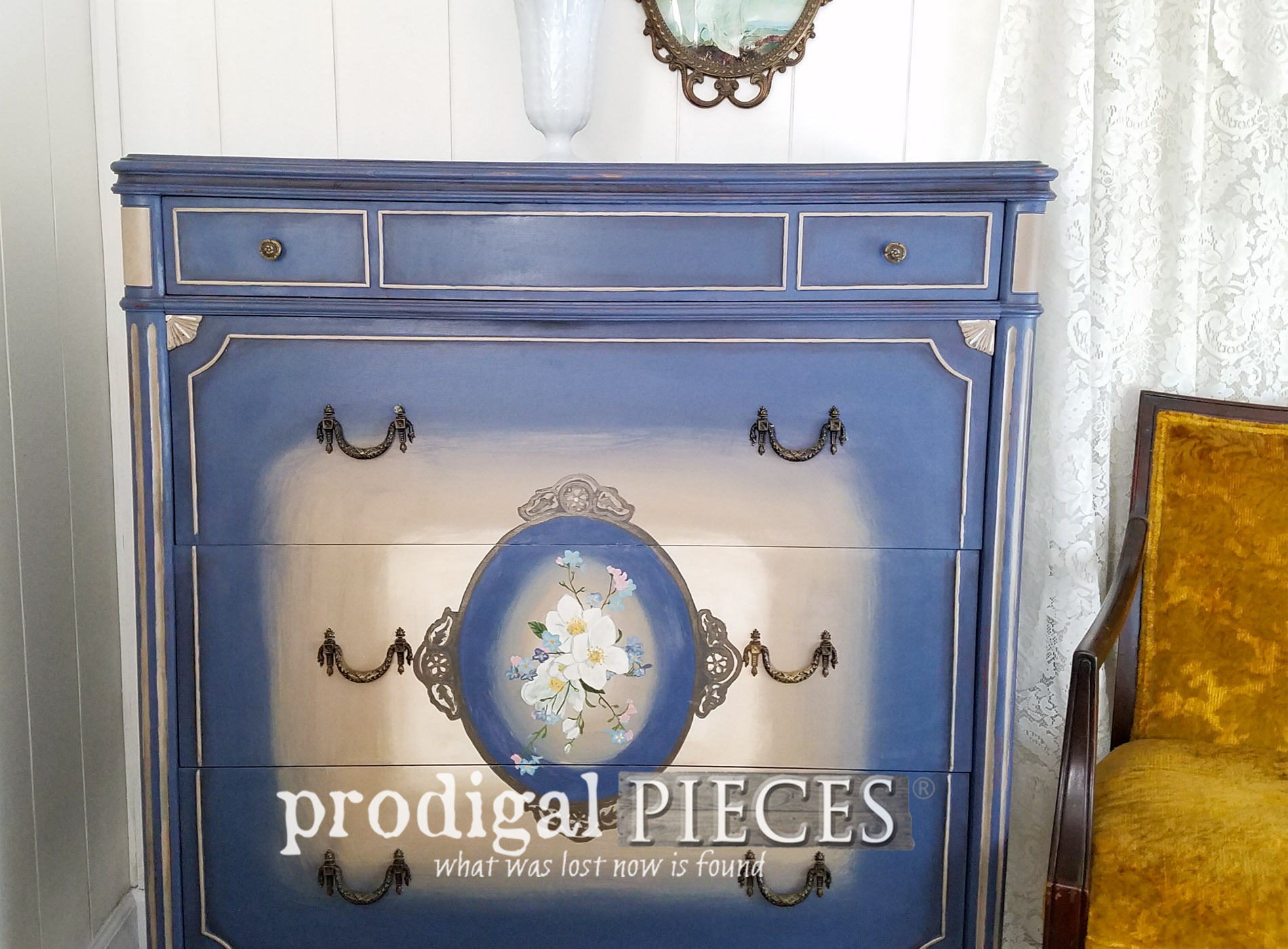 Featured Antique Chest of Drawers with Hand-Painted Details by Prodigal Pieces | prodigalpieces.com