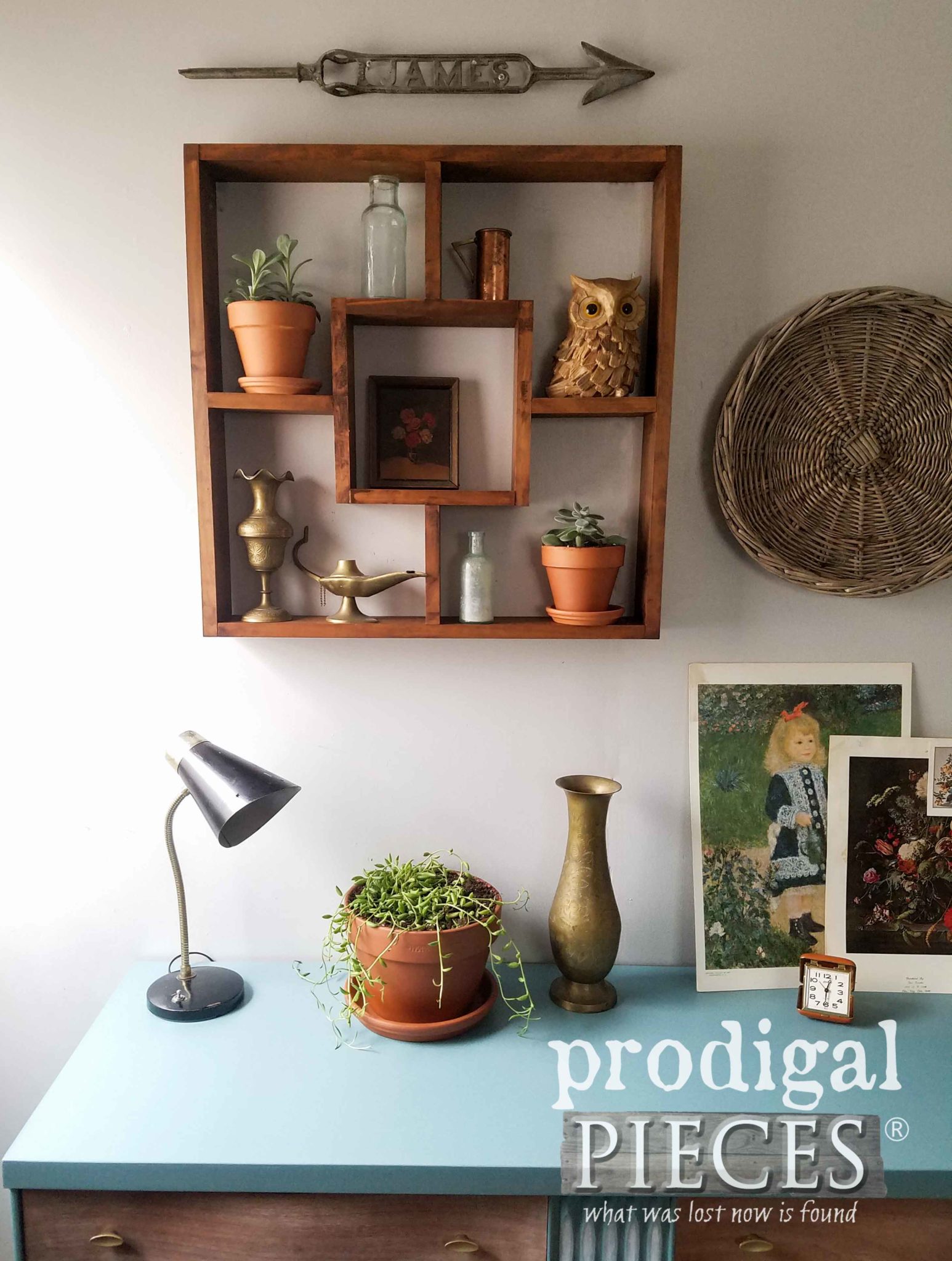 Mid Century Modern Bedroom with Boho Chic Vignette by Larissa of Prodigal Pieces | prodigalpieces.com