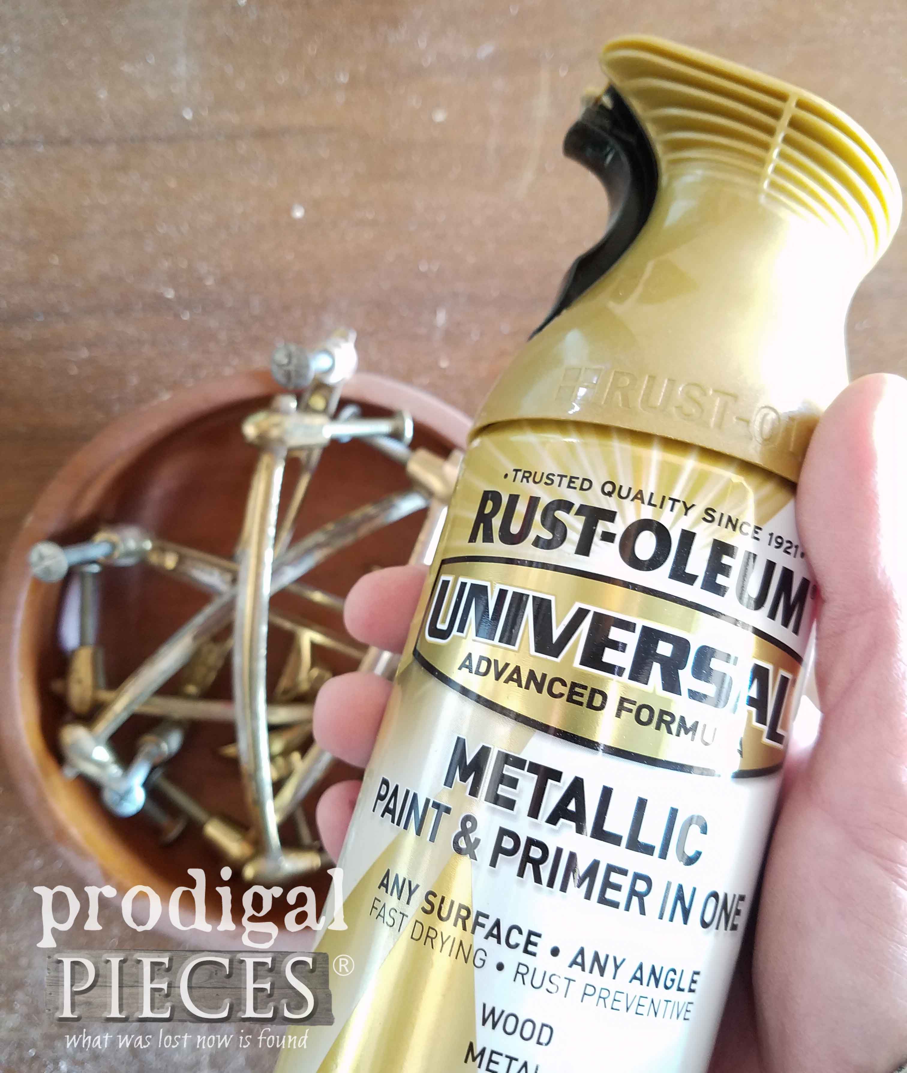 Pure Gold Spray Paint by Rustoleum for MCM Dresser by Prodigal Pieces | prodigalpieces.com