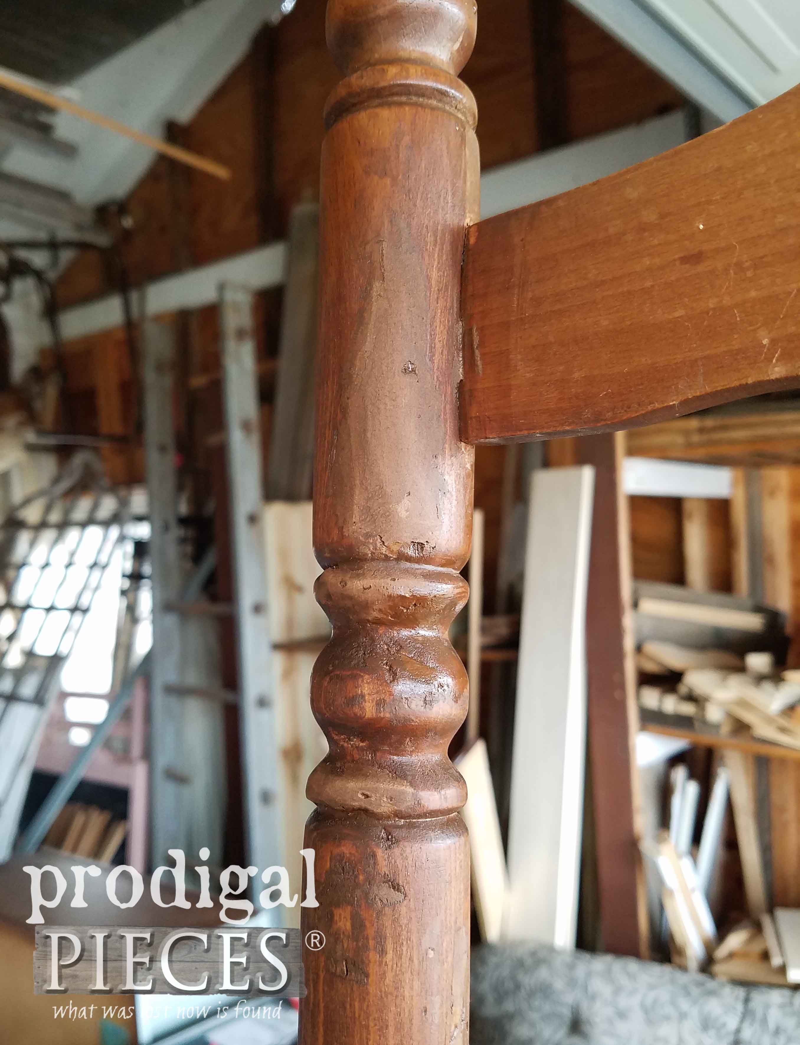 Stained Wood Filler on Broken Chair Repair | prodigalpieces.com