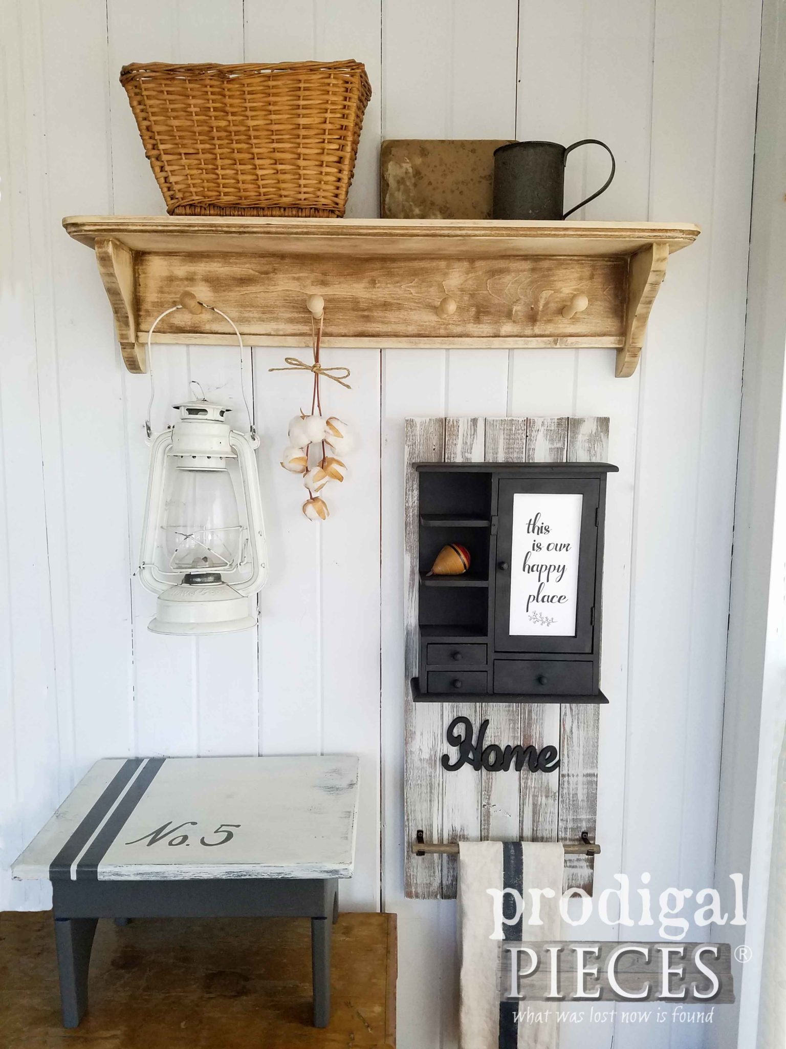 DIY Vignette Filled with Farmhouse Decor from Thrifted Finds by Larissa of Prodigal Pieces | prodigalpieces.com