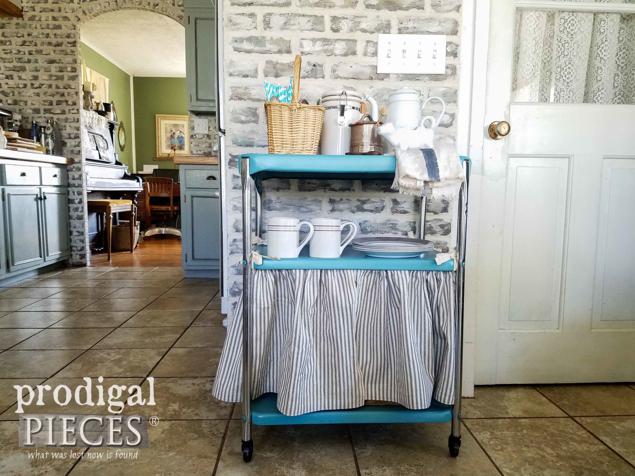 Restored Cosco Serving Cart with DIY Dust Ruffle by Larissa of Prodigal Pieces | prodigalpieces.com