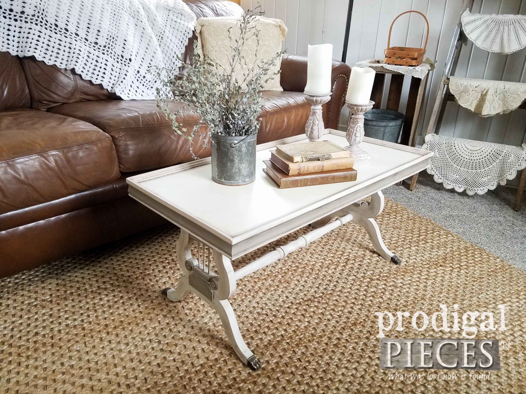 Antique Lyre Coffee Table Restored by Larissa of Prodigal Pieces | prodigalpieces.com