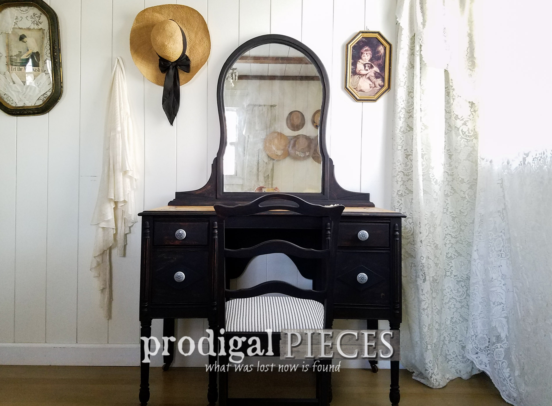 Featured Black Antique Vanity Set by Larissa of Prodigal Pieces | prodigalpieces.com