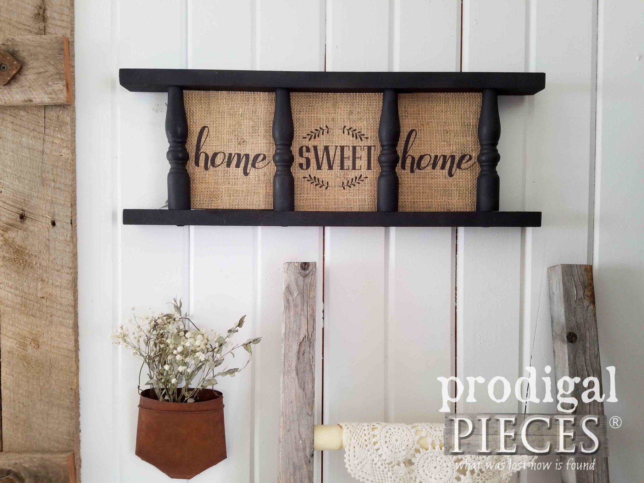 Home Sweet Home Farmhouse Sign / Wall Decor from Repurposed Side Table by Larissa & Son of Prodigal Pieces | prodigalpieces.com