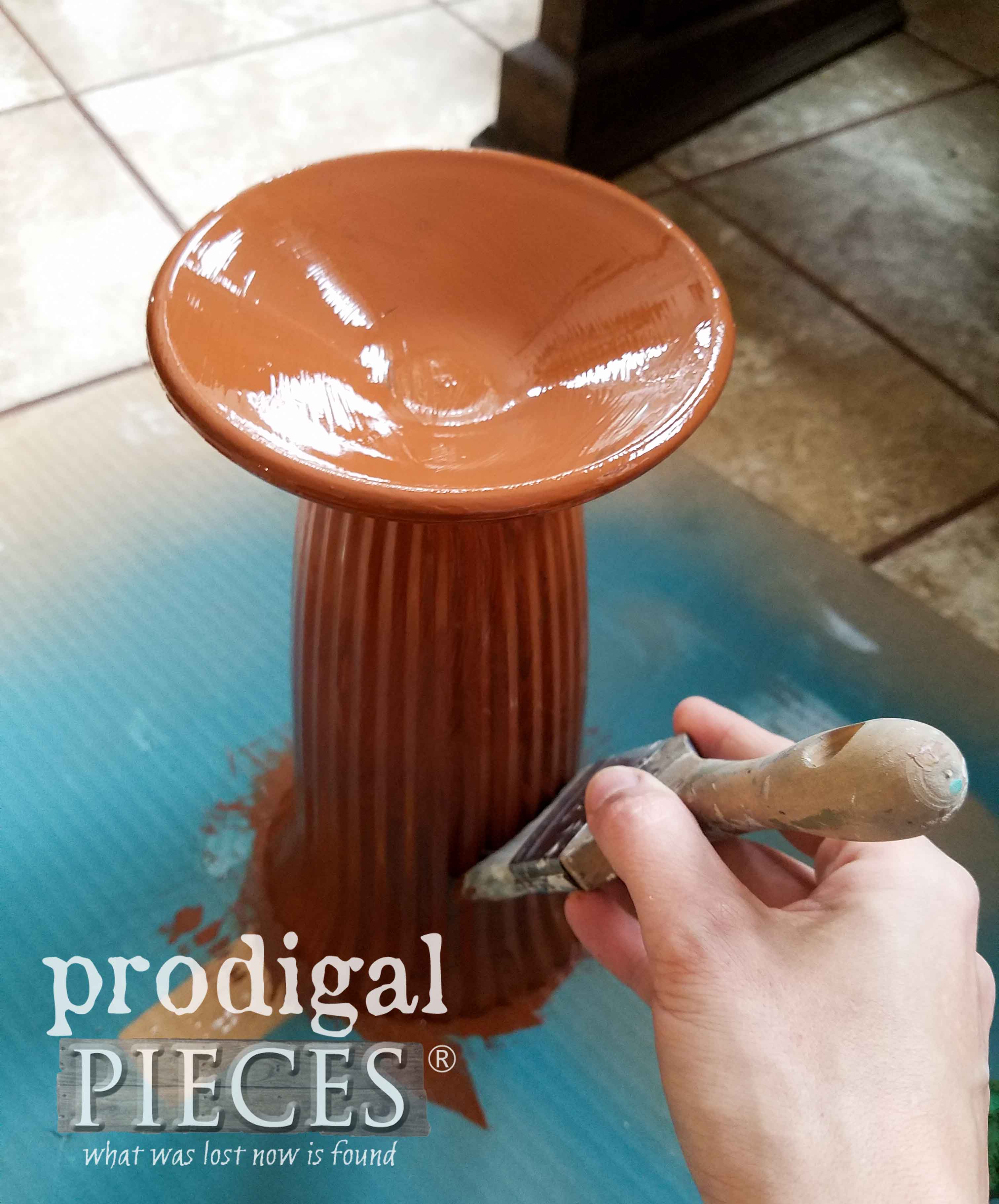 Painting Bronze Patina Paint Primer on Glass Vase | prodigalpieces.com